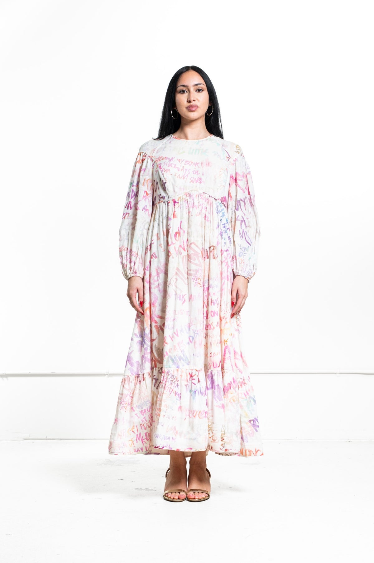 Multicolor Graffiti Print The Dancer Panelled Bodice Dress