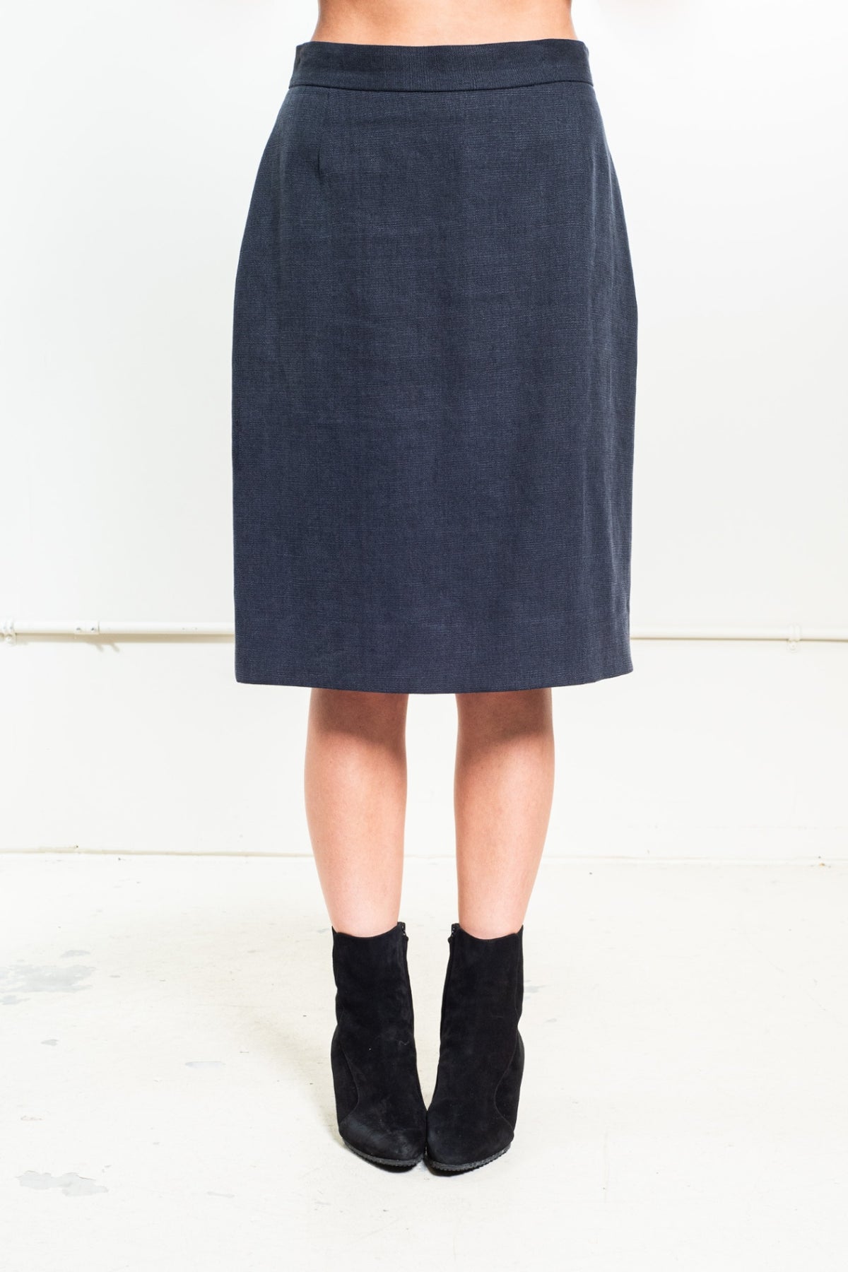 Dark Gray Woven Pencil Skirt
