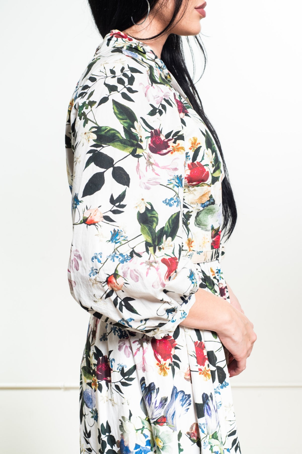 White Adrienne Floral-Print Cotton Midi Dress