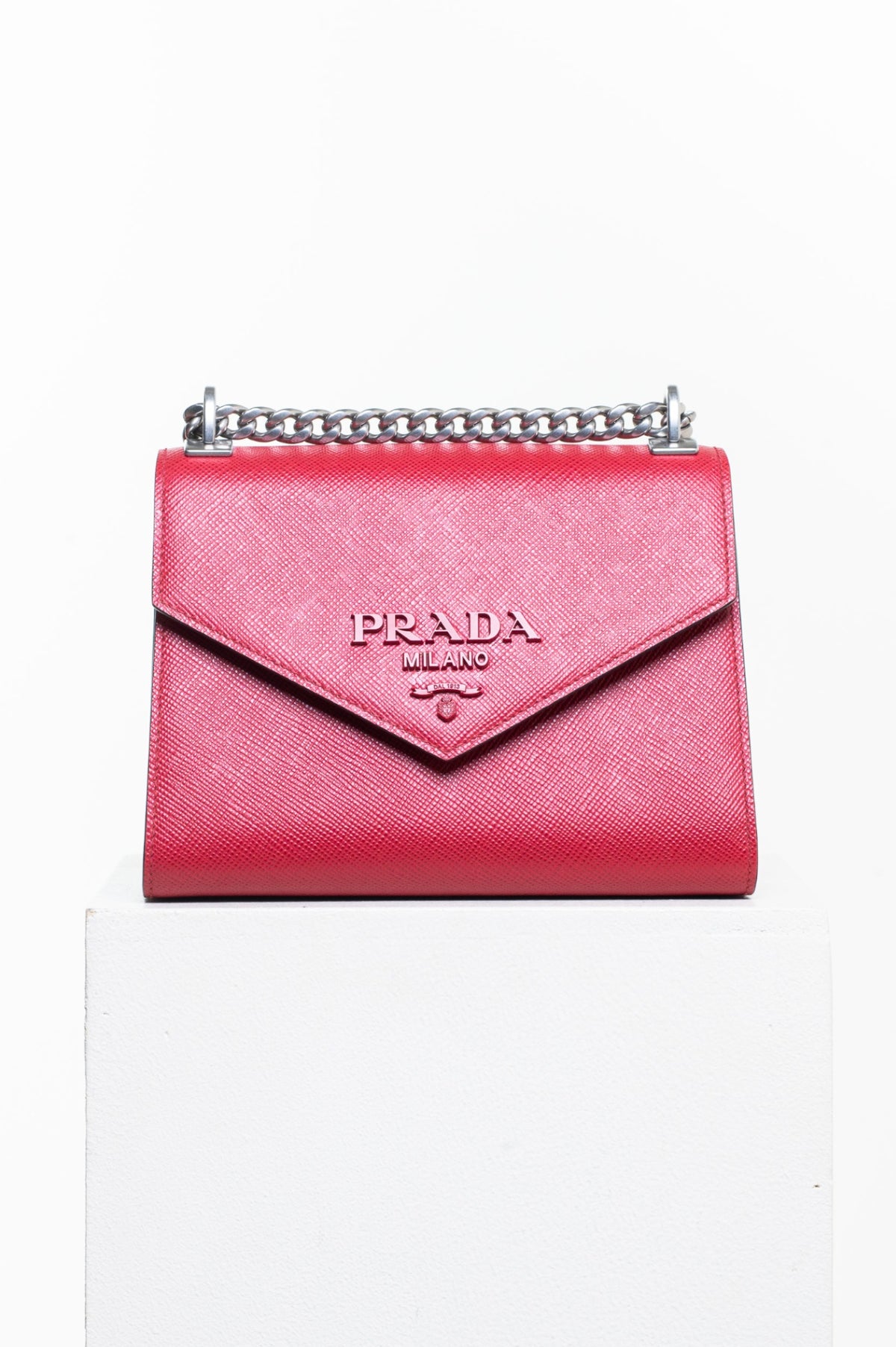 Red Saffiano Cuir Monochrome Envelope Crossbody Bag