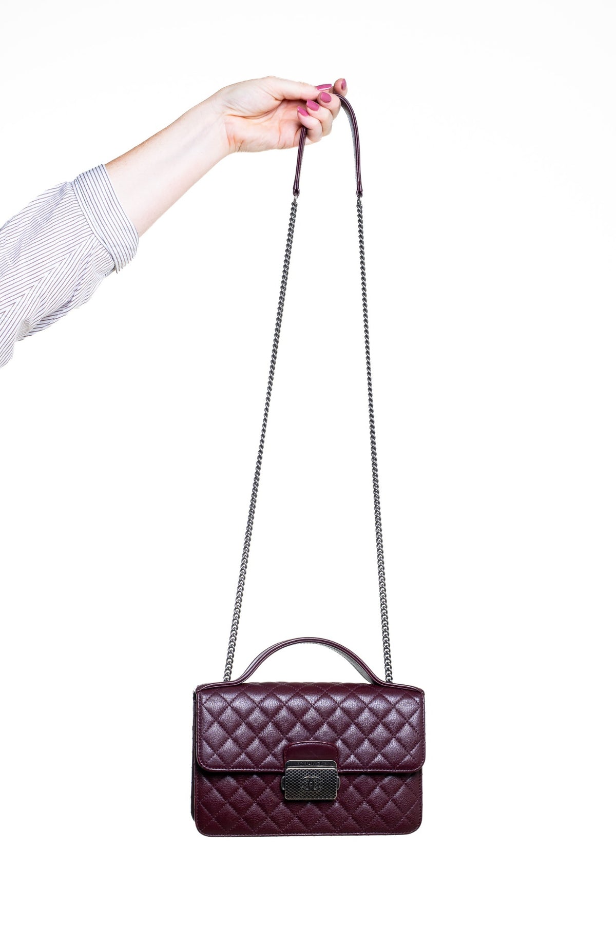 Burgundy Small University Flap Bag