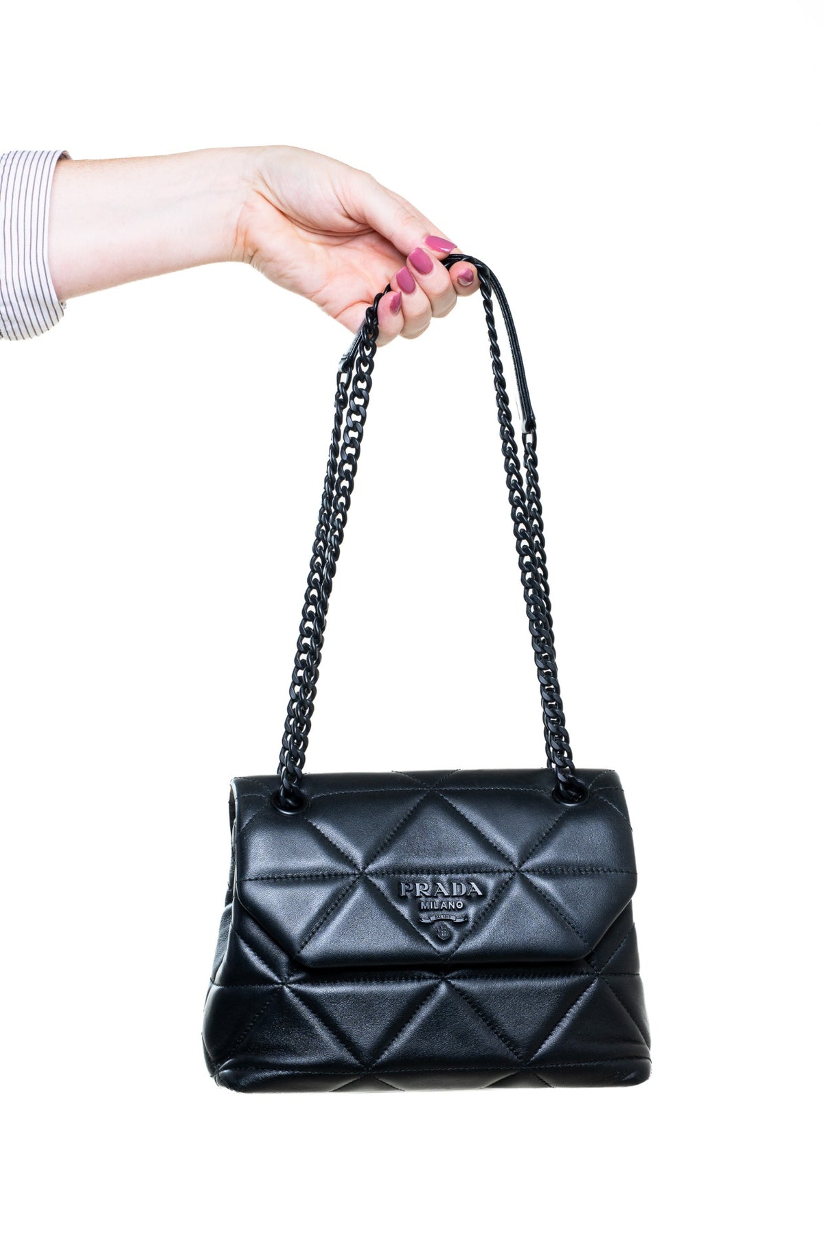 Black Spectrum Diamond-Quilt Leather Shoulder Bag