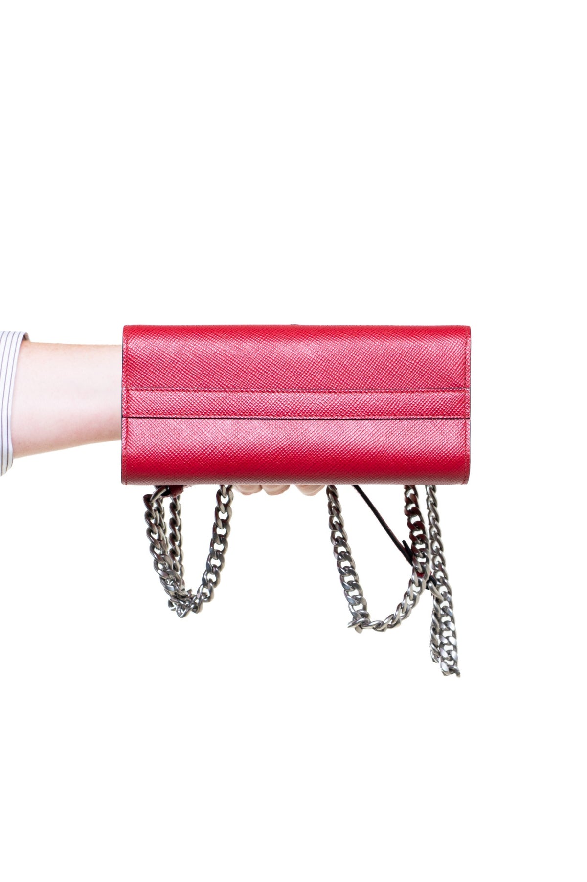 Red Saffiano Cuir Monochrome Envelope Crossbody Bag