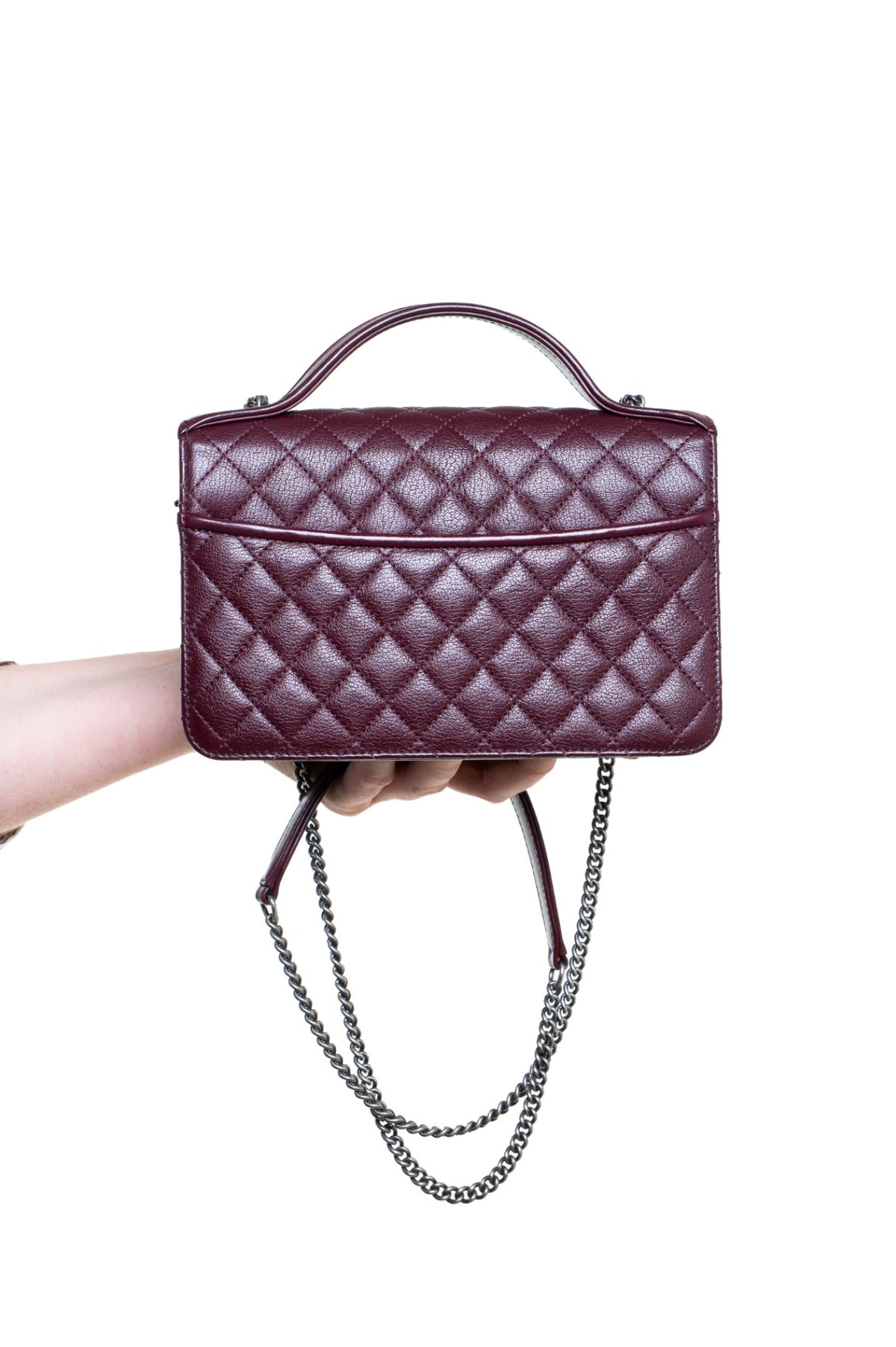 Burgundy Small University Flap Bag