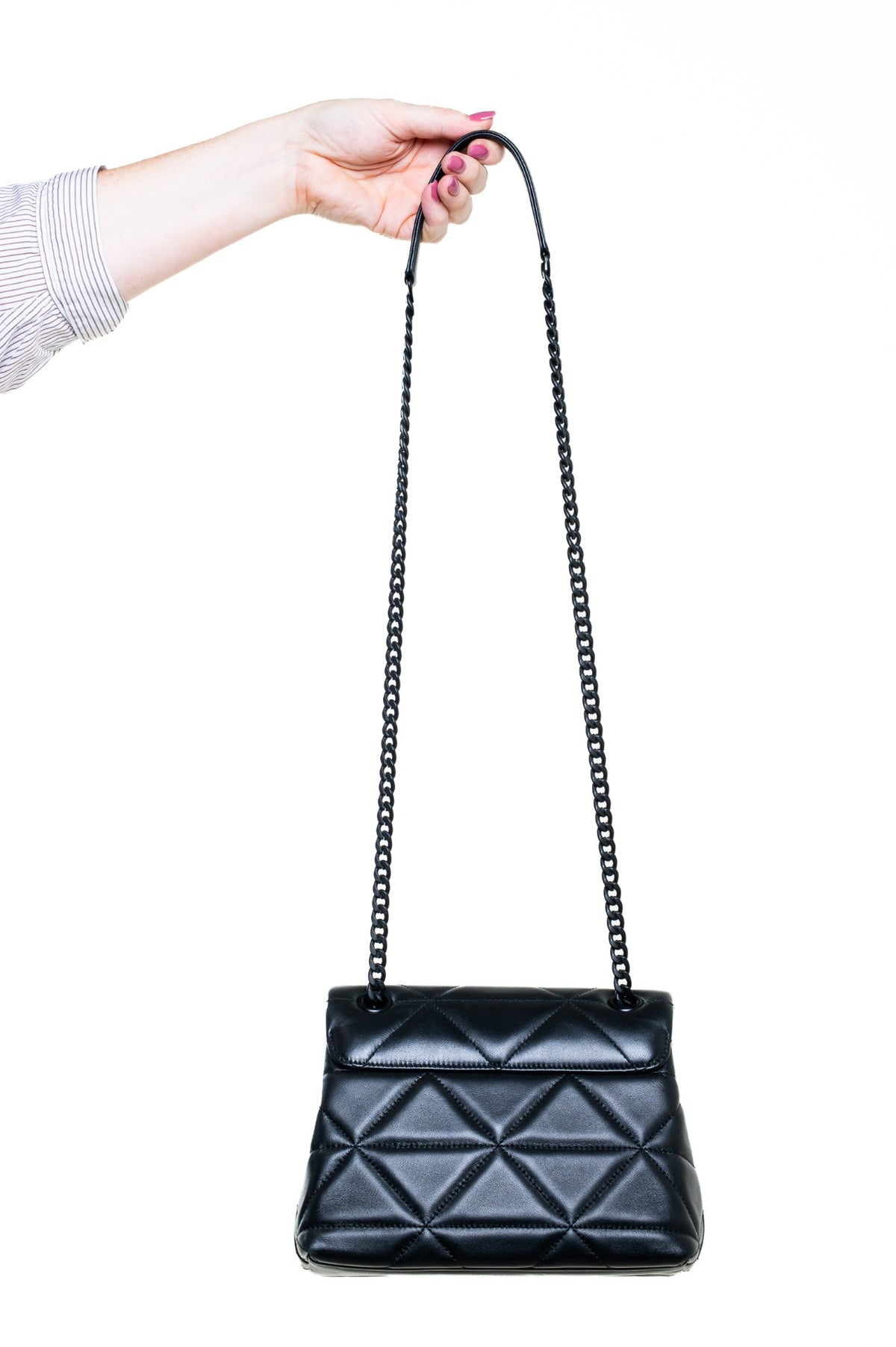 Black Spectrum Diamond-Quilt Leather Shoulder Bag