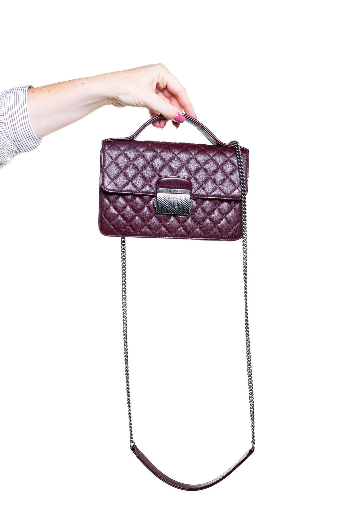 Burgundy Small University Flap Bag