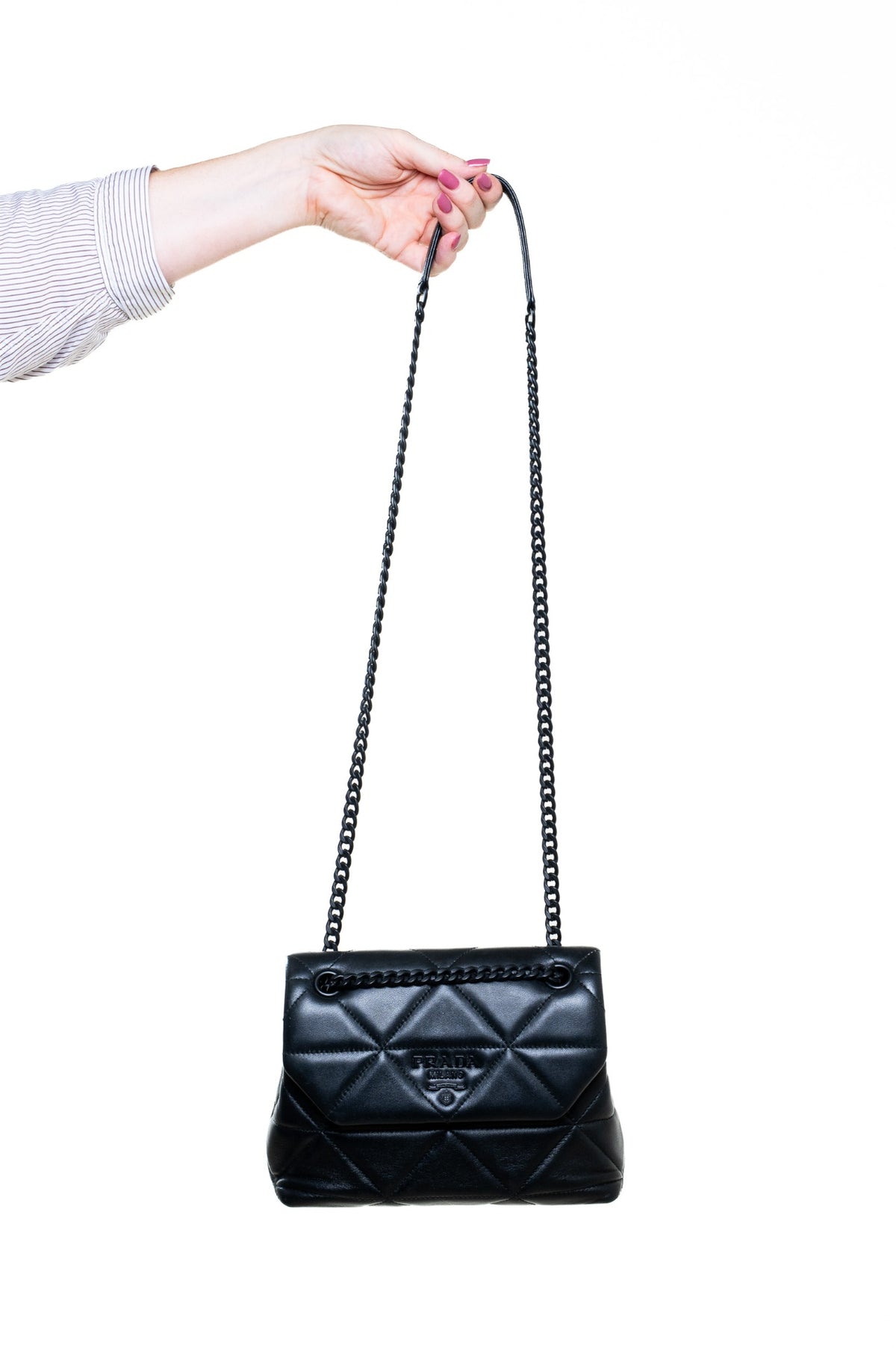 Black Spectrum Diamond-Quilt Leather Shoulder Bag