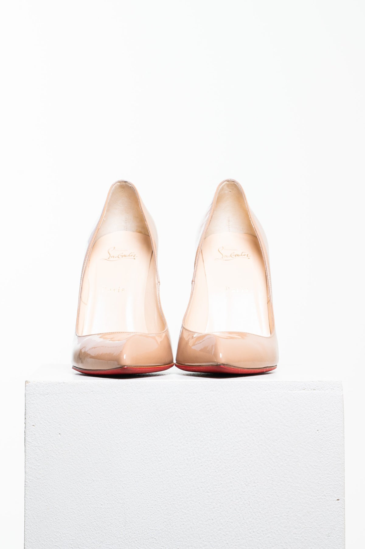 Beige Patent Leather Corneille 100 Heel