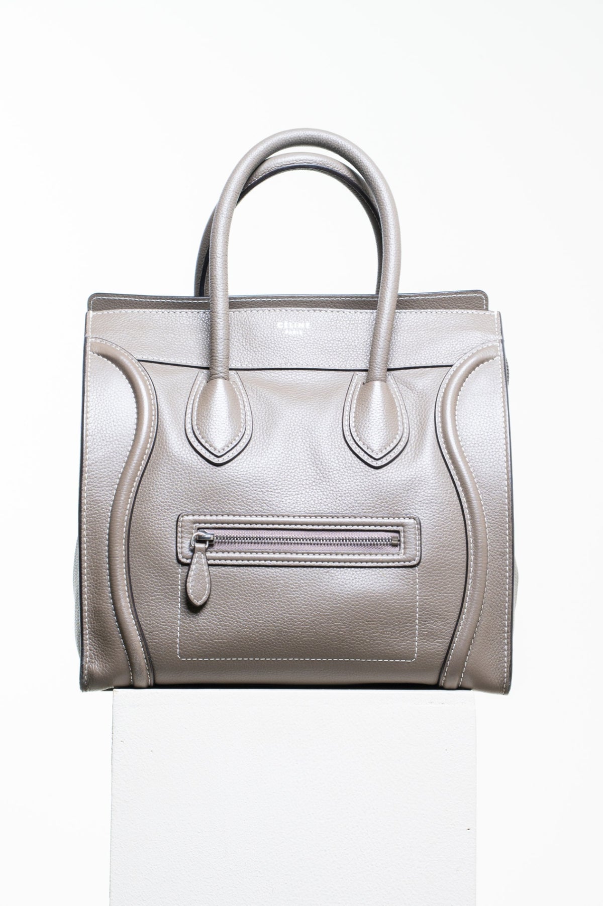 Taupe Mini Luggage Tote Bag