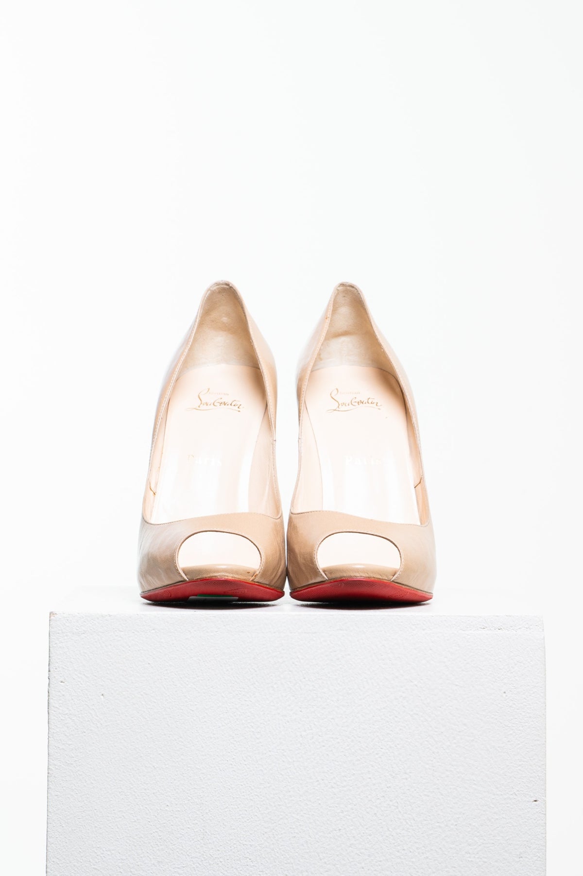Beige Peep Toe 120 Heel