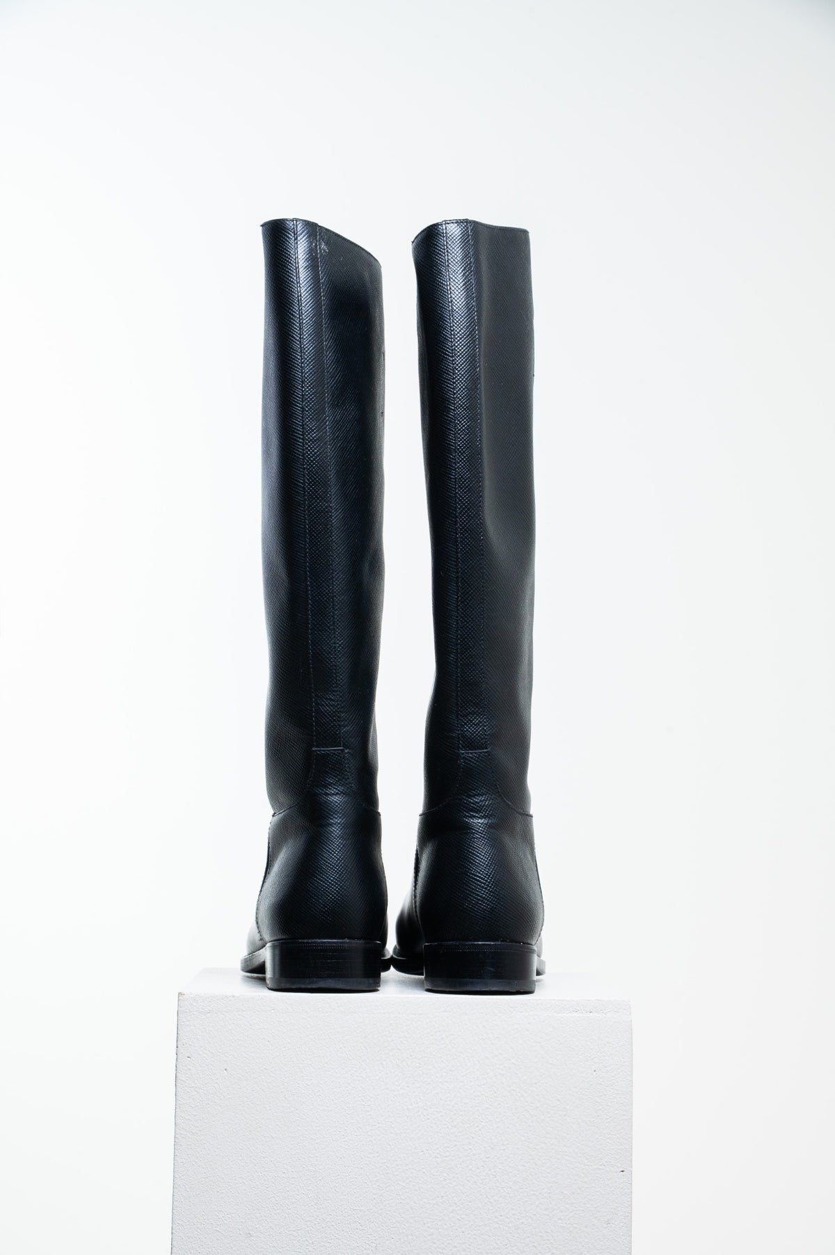 Black Saffiano Leather Riding Boot
