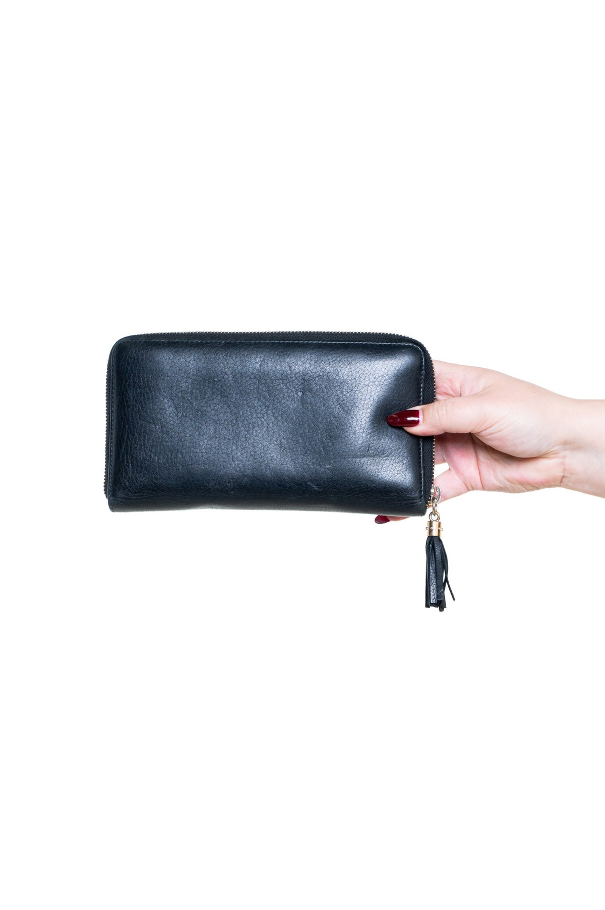 Black Pebbled Calfskin Soho Zip Around Wallet
