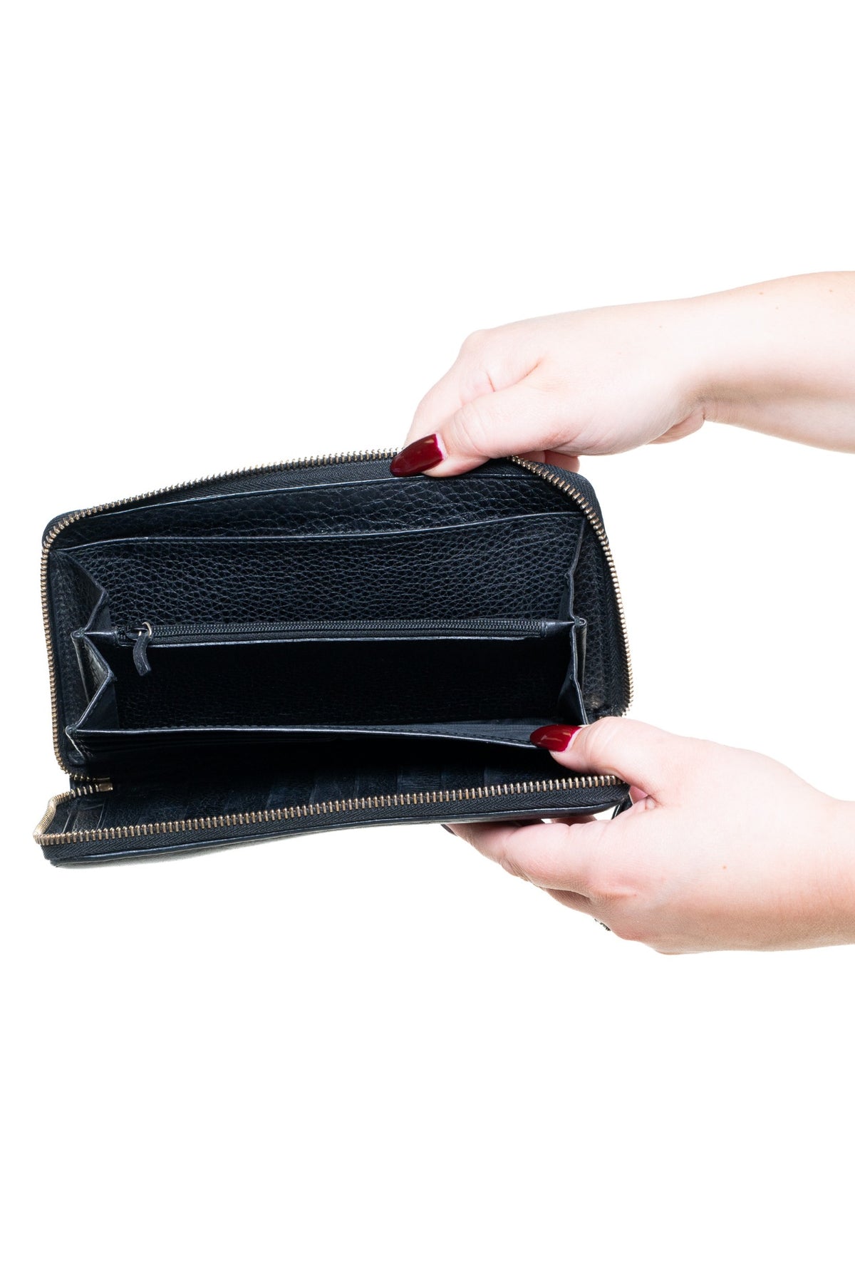 Black Pebbled Calfskin Soho Zip Around Wallet