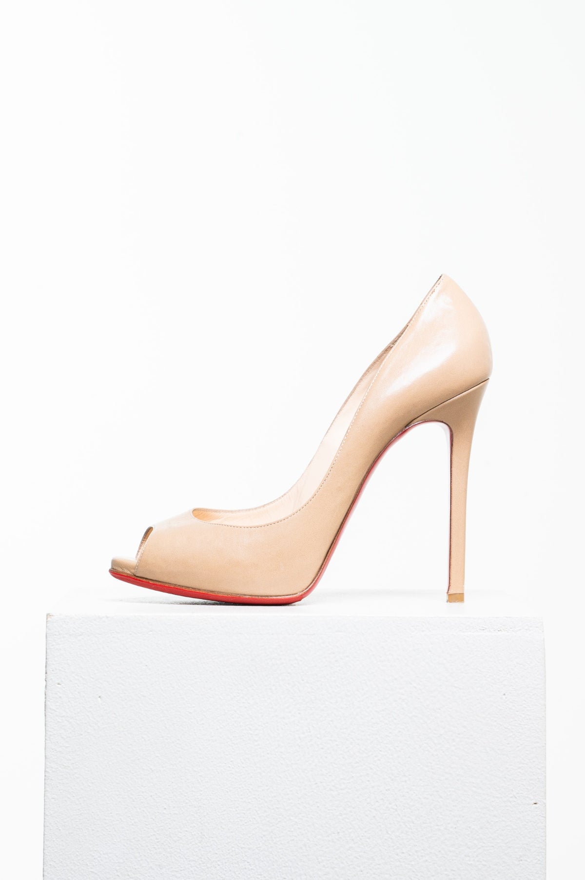 Beige Peep Toe 120 Heel