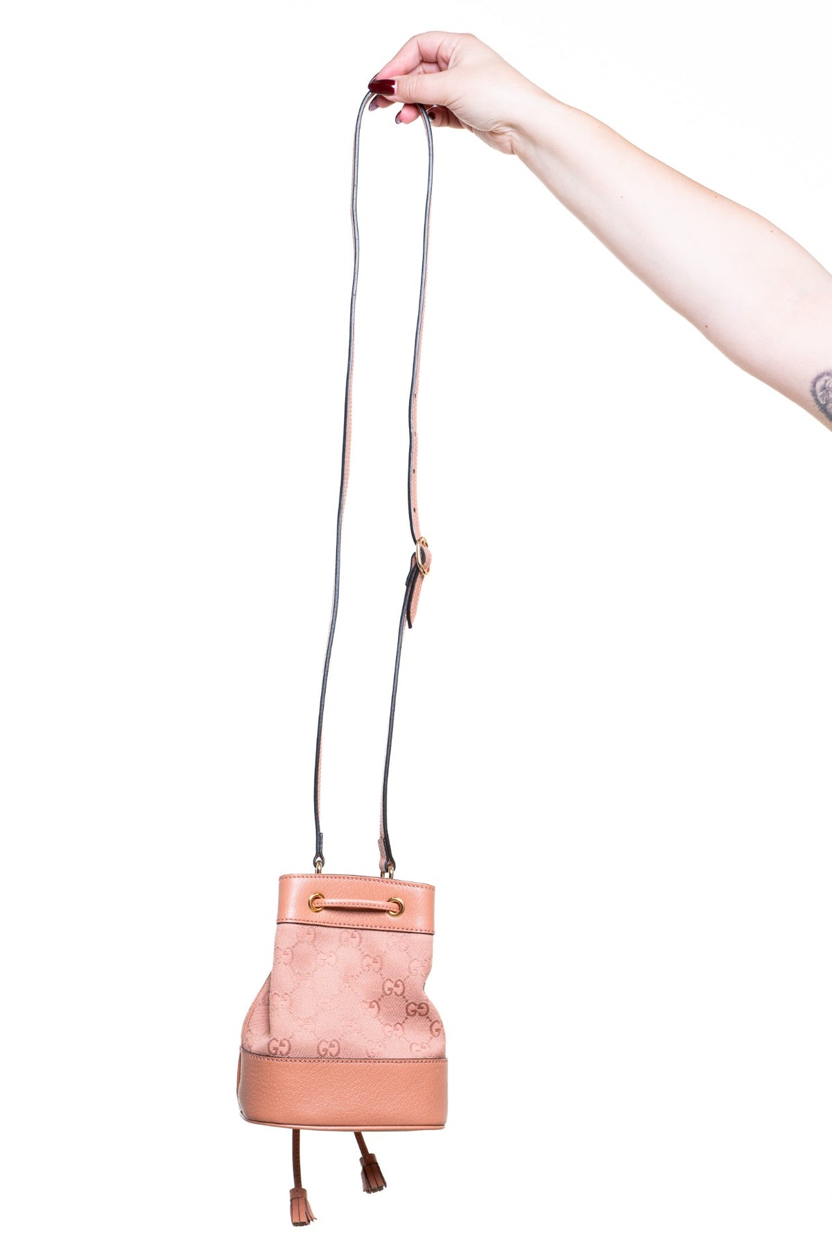 Pink Ophidia Mini Bucket Crossbody Bag