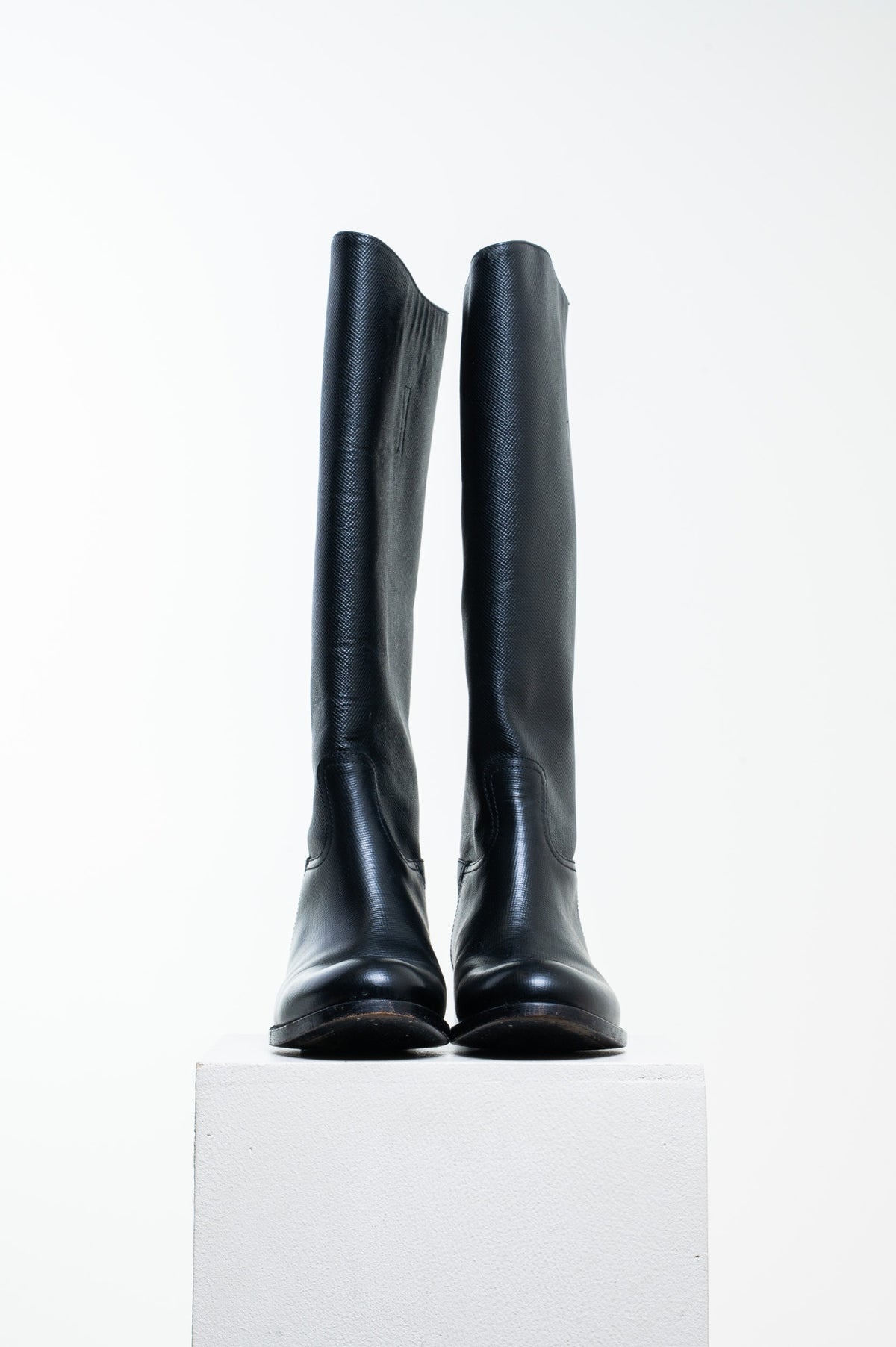 Black Saffiano Leather Riding Boot