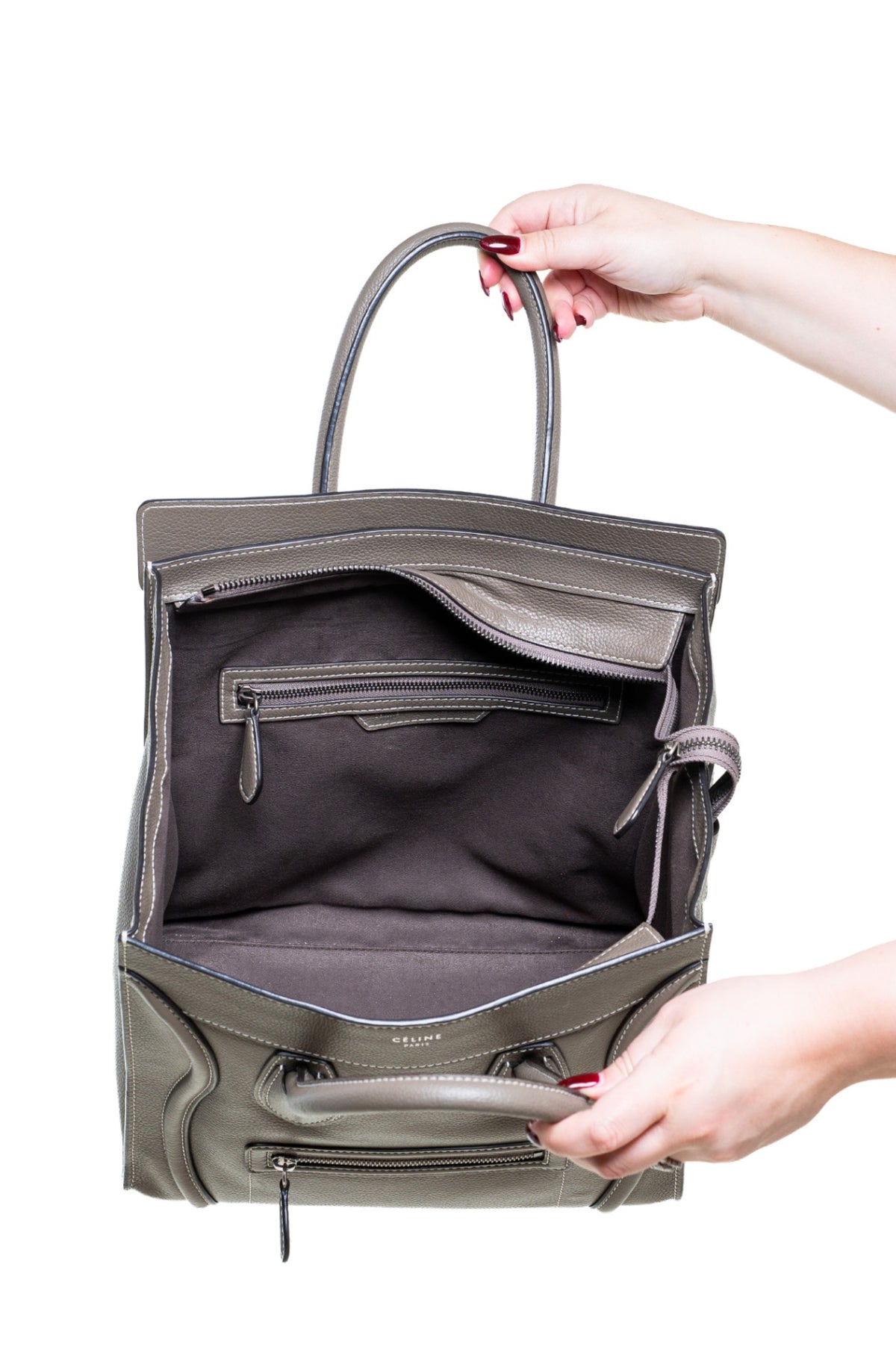 Taupe Mini Luggage Tote Bag