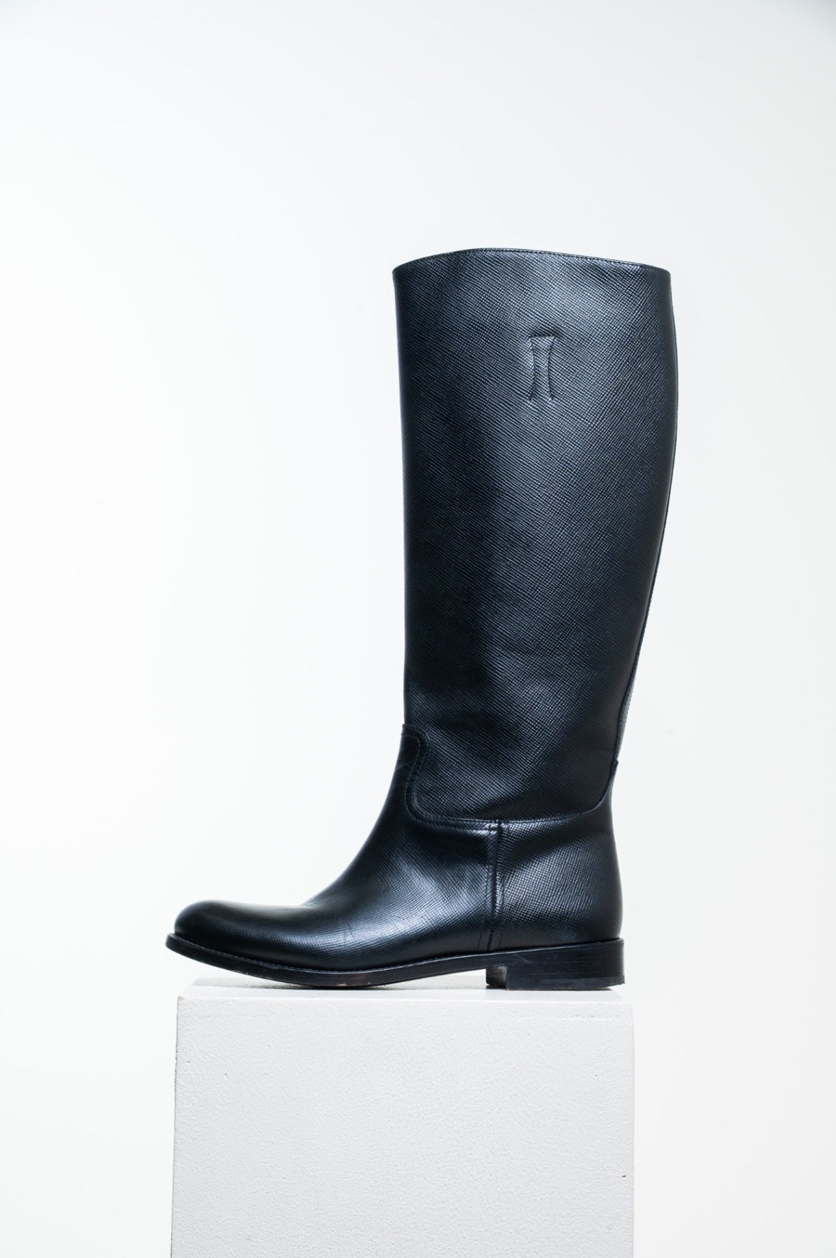 Black Saffiano Leather Riding Boot