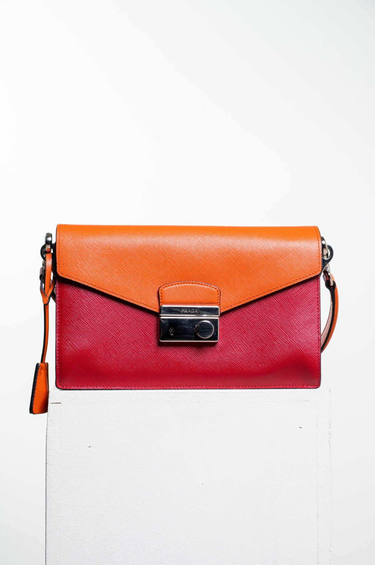 Red and Orange Saffiano Lux Sound Shoulder Bag