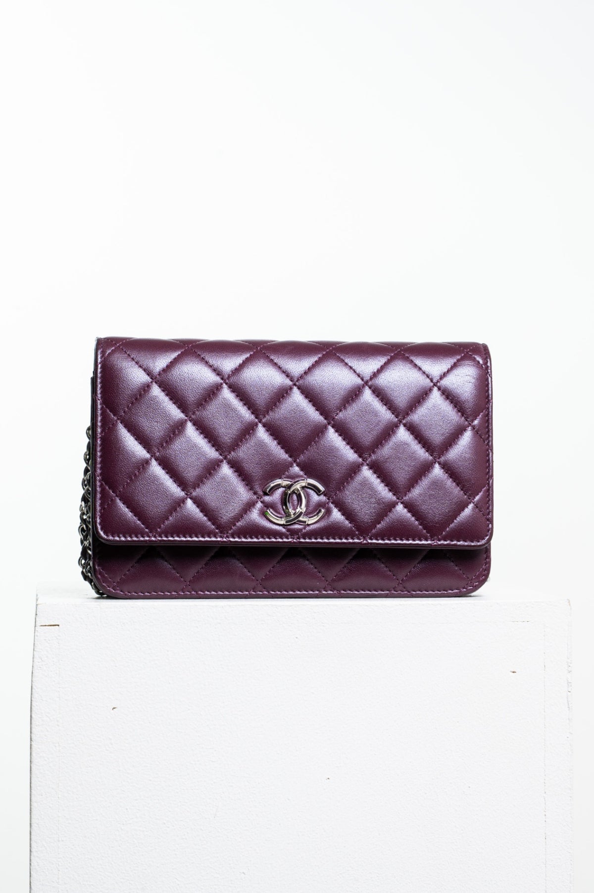 Purple Lambskin Wallet on Chain