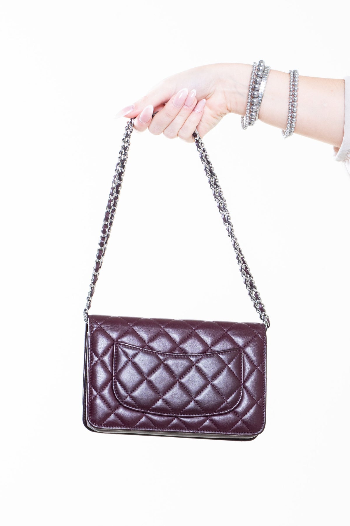 Purple Lambskin Wallet on Chain