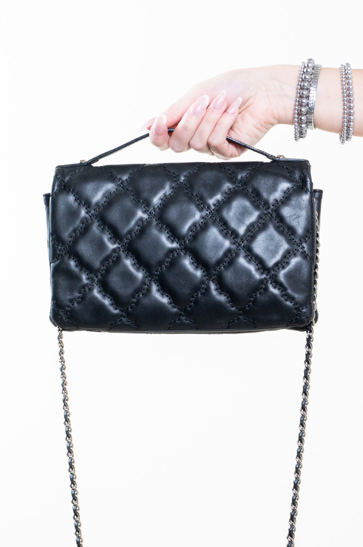 Black Lambskin Hamptons Flap