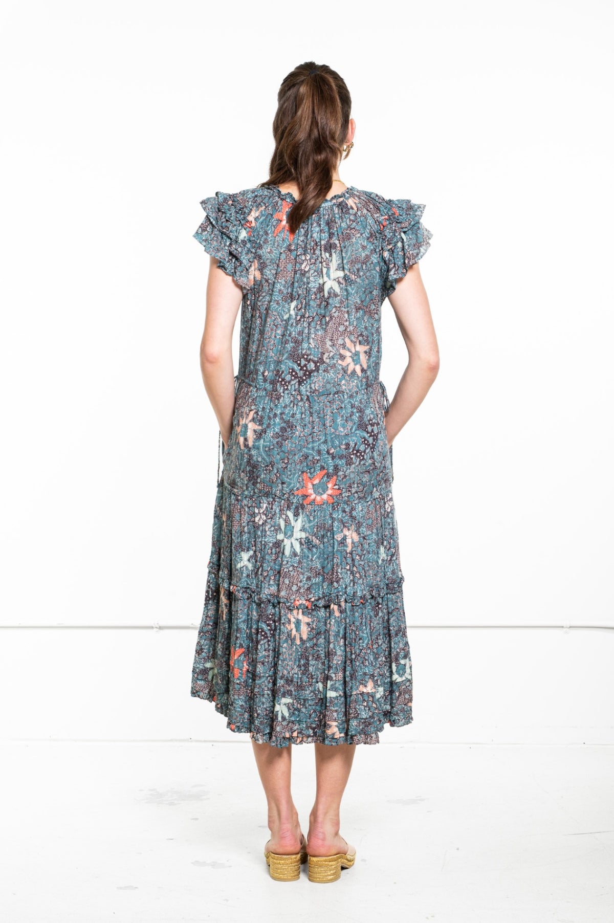 Teal Floral Print Rema Dress