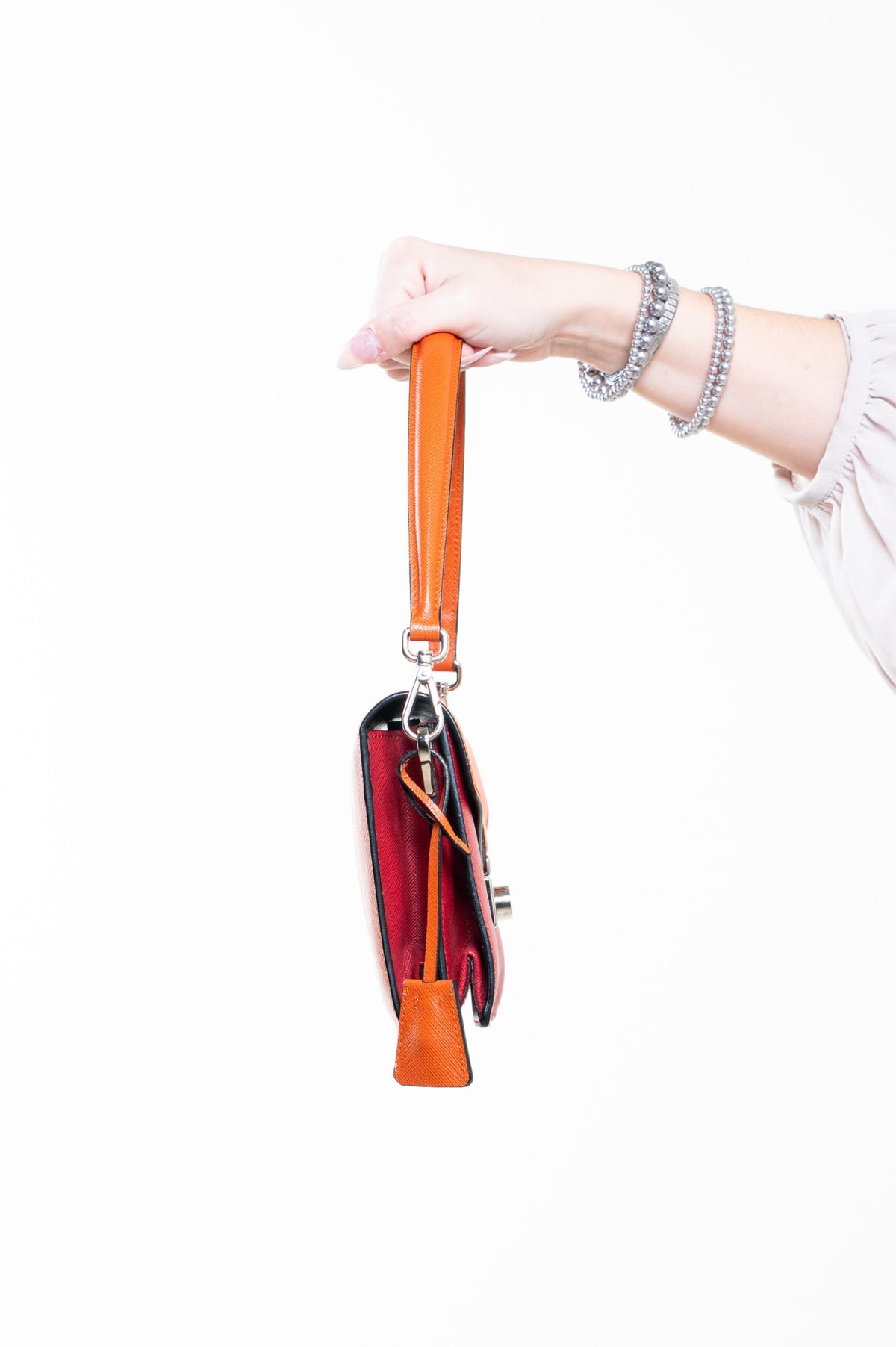 Red and Orange Saffiano Lux Sound Shoulder Bag