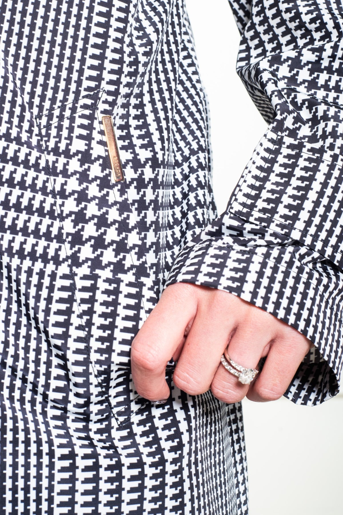 Black & White Houndstooth Trench Coat