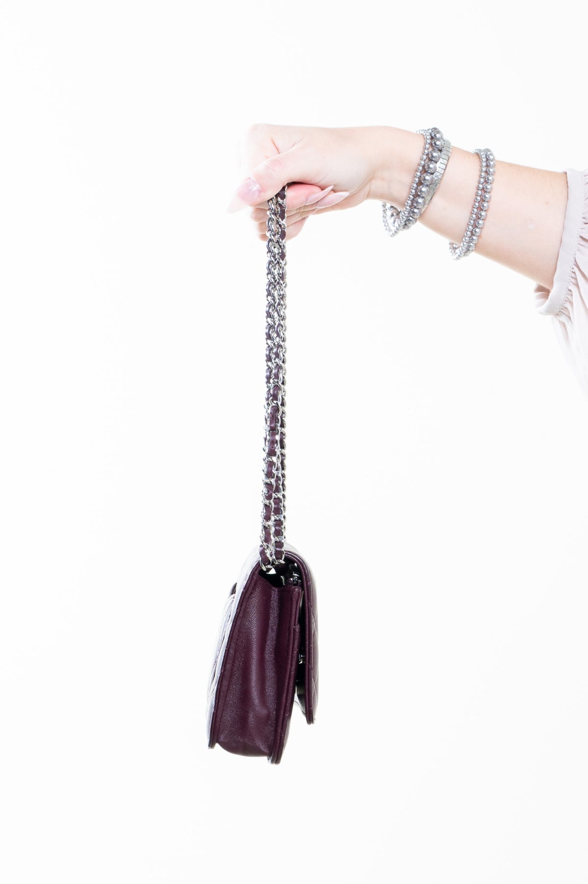 Purple Lambskin Wallet on Chain