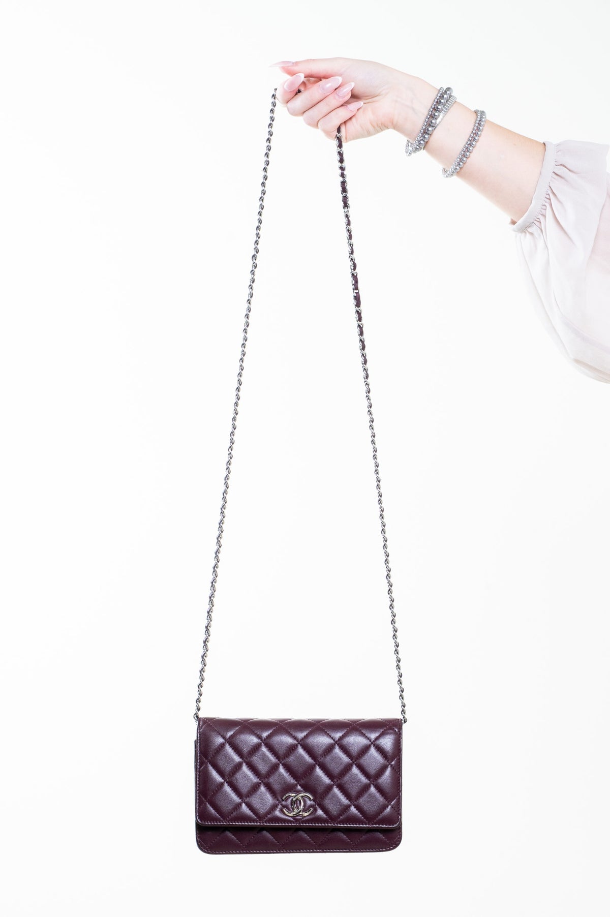 Purple Lambskin Wallet on Chain