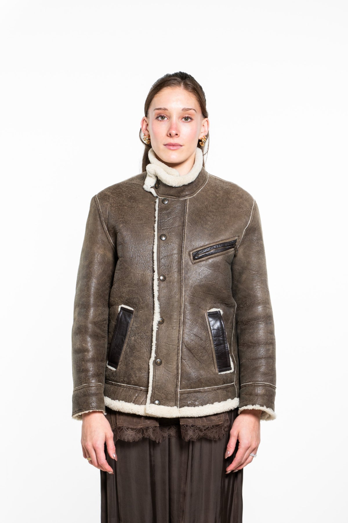 Brown Shearling Aviator Jacket