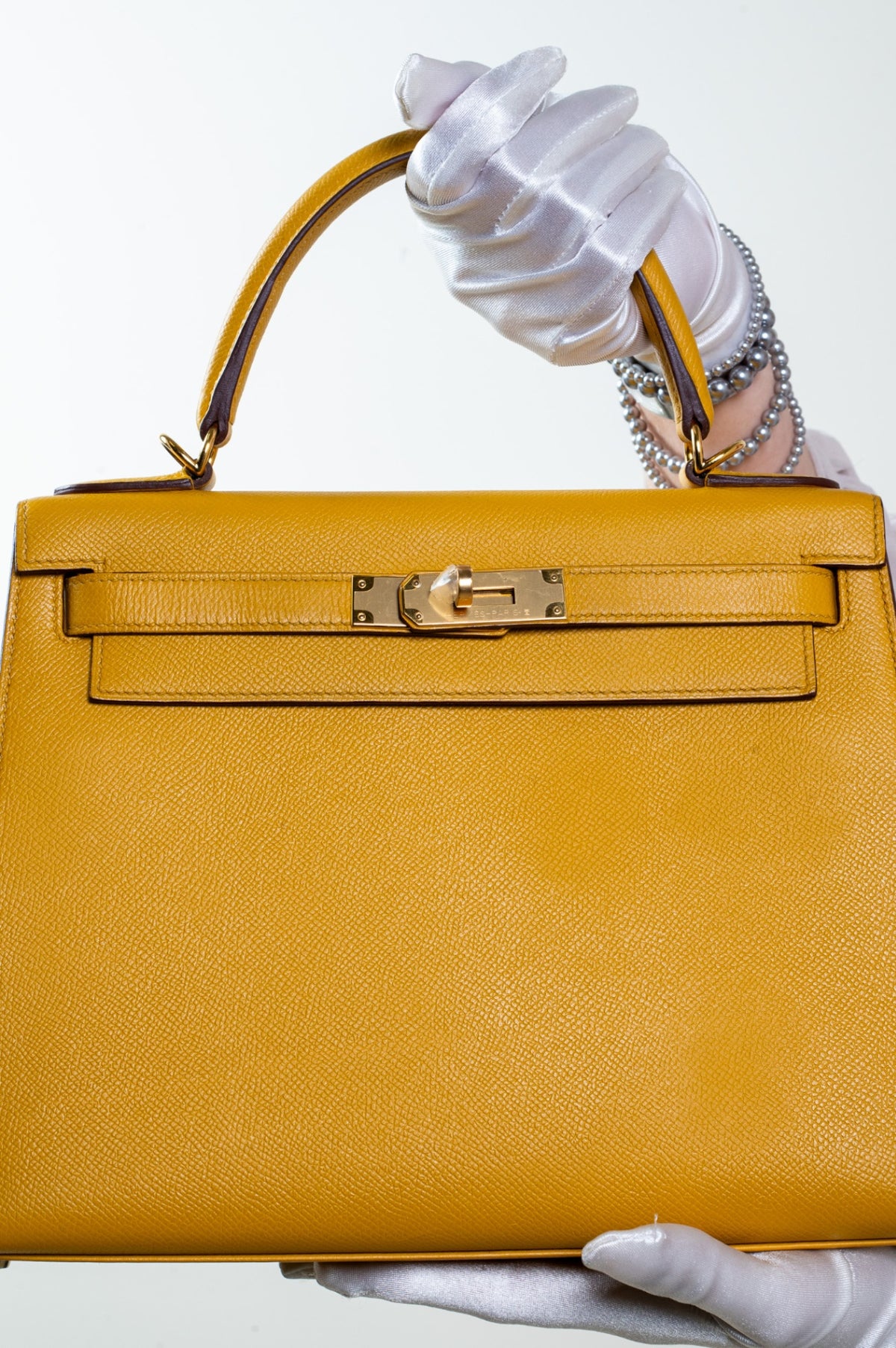 Jaune Ambre Kelly 28 Epsom Sellier Gold Hardware