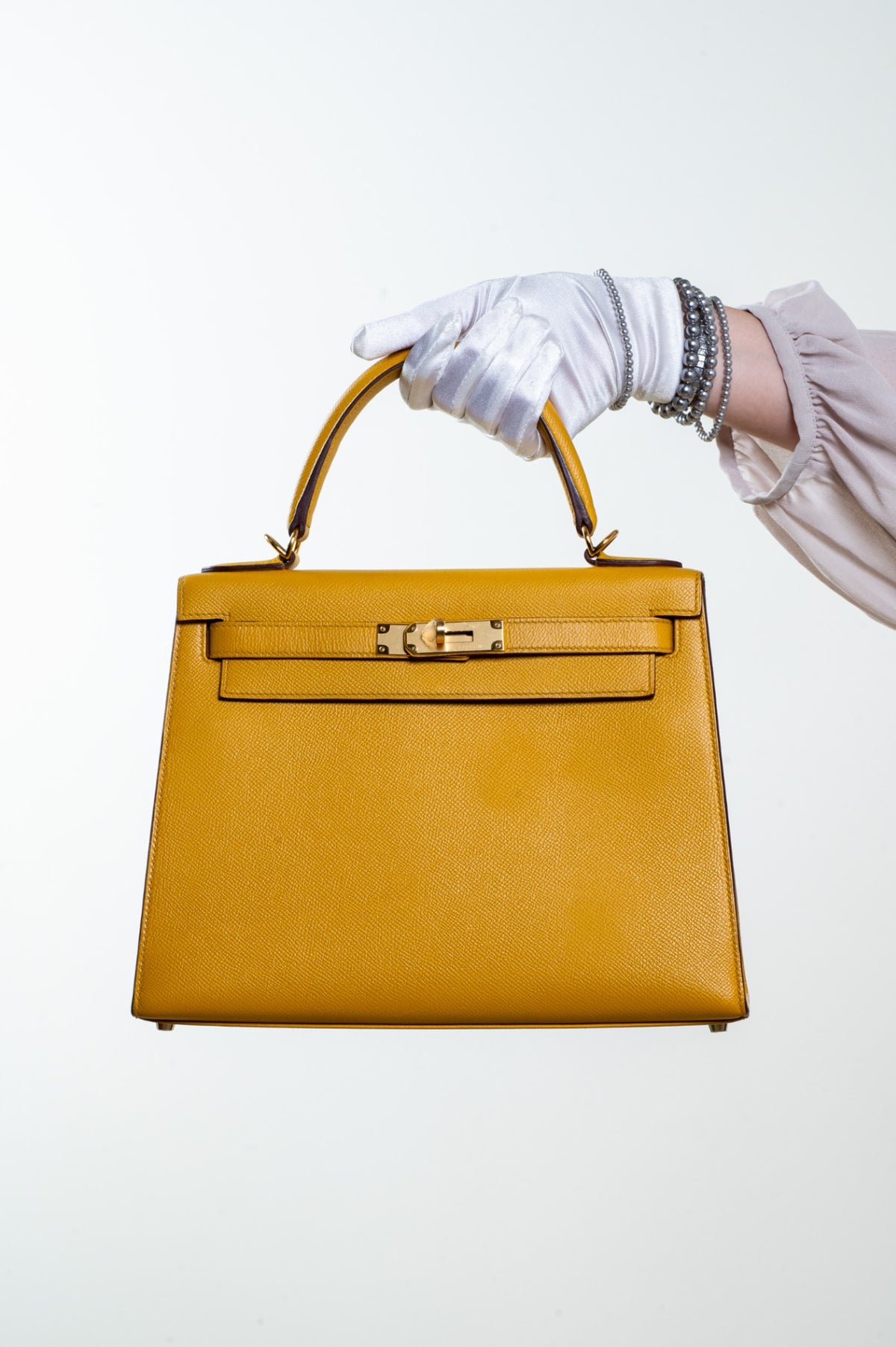 Jaune Ambre Kelly 28 Epsom Sellier Gold Hardware