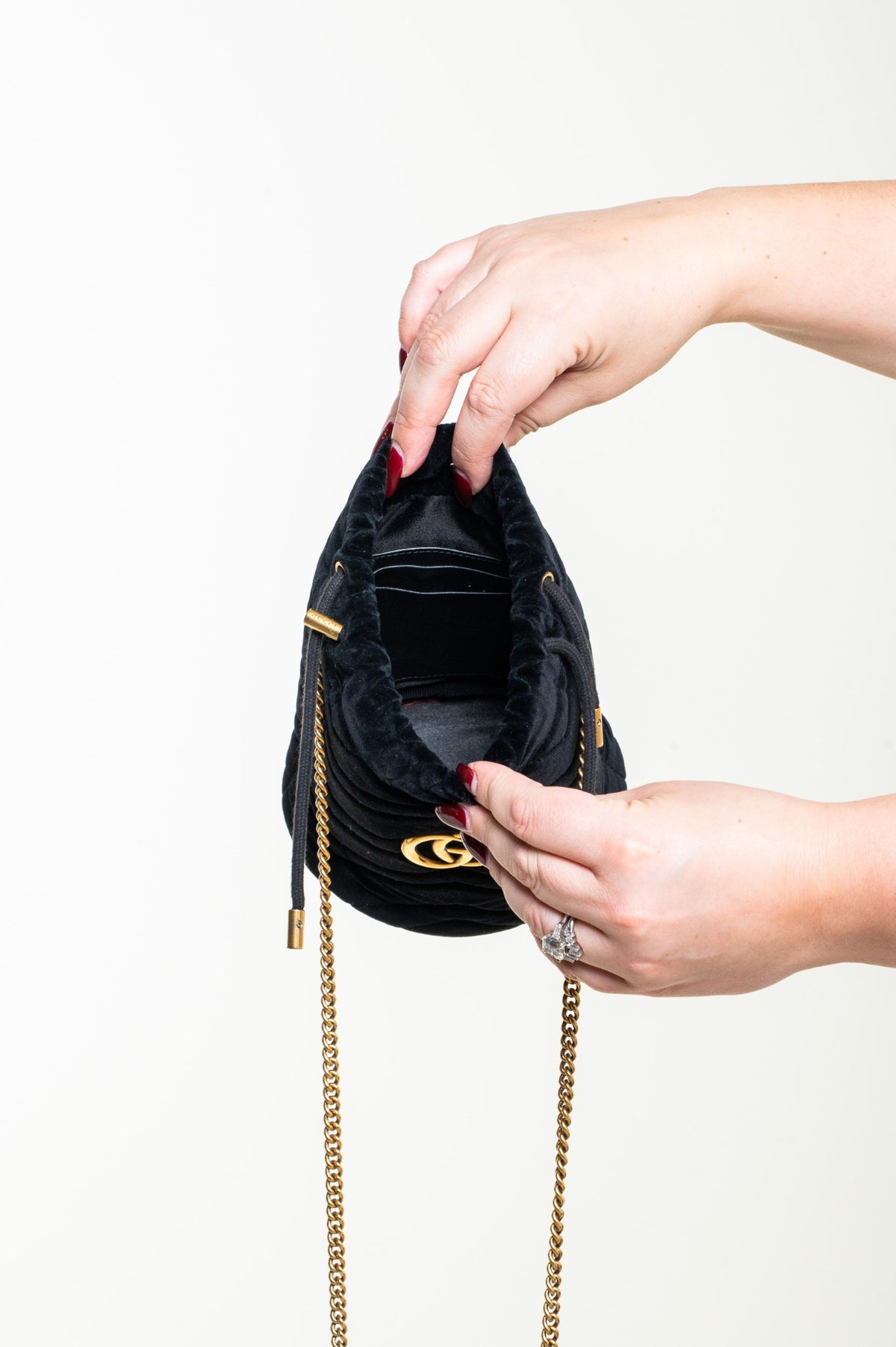 Black Velvet Marmont Bucket Bag