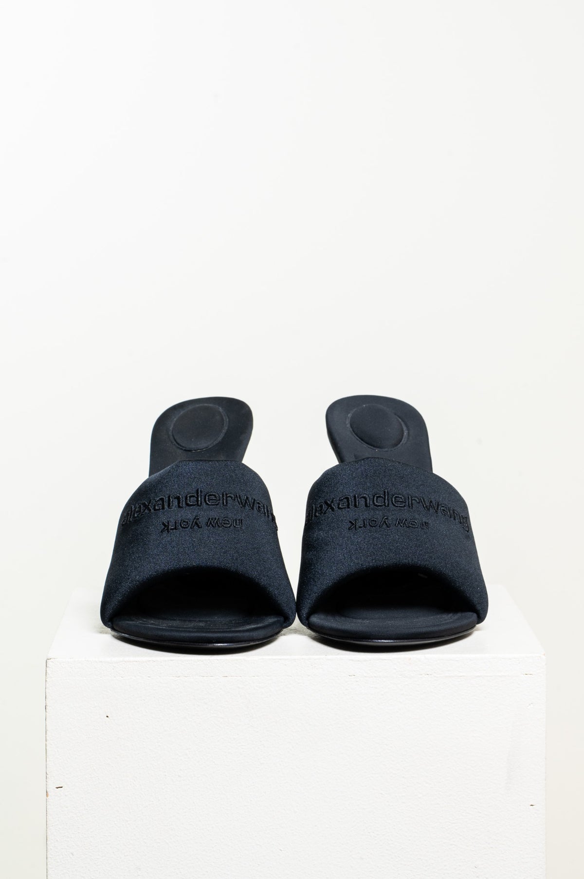 Black Cloth High Heel Mule