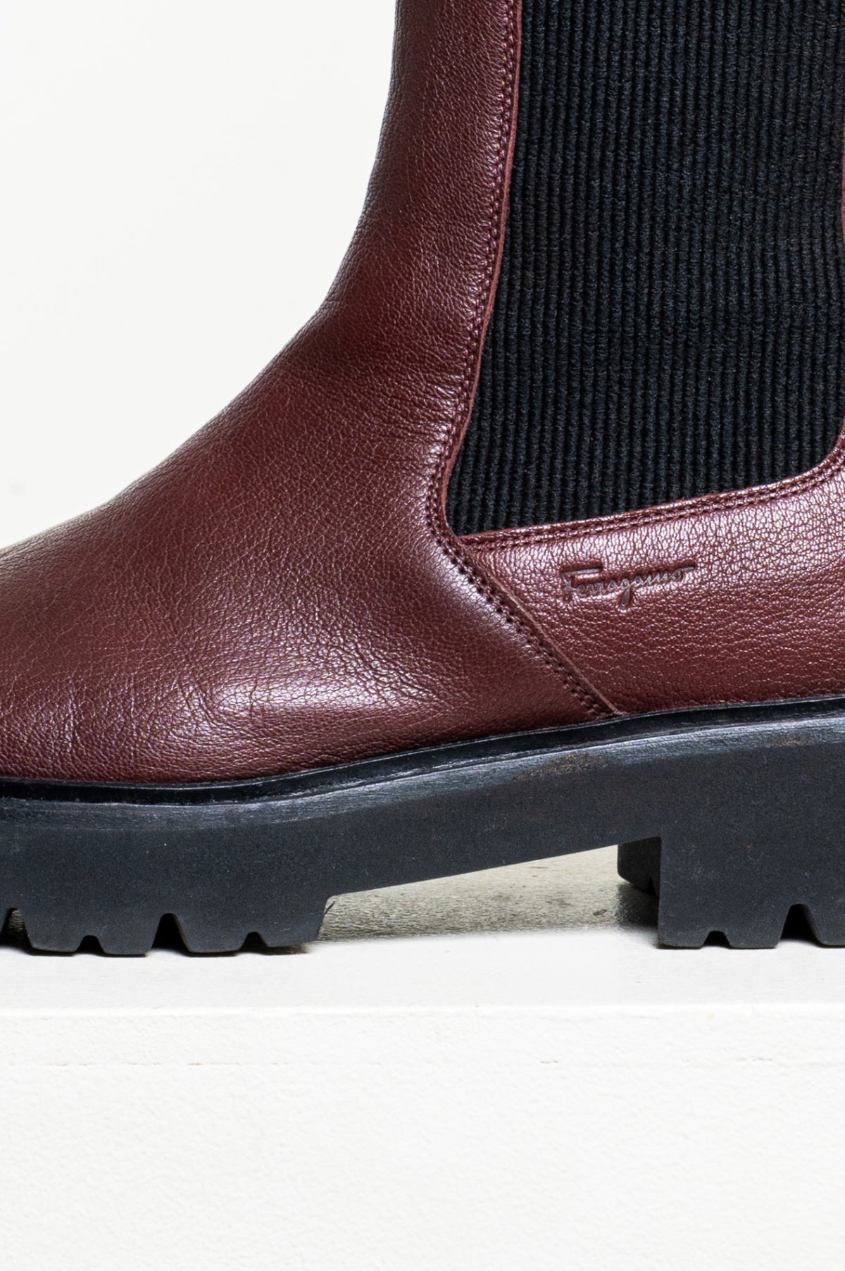 Burgundy Double Gancini Chelsea Boots