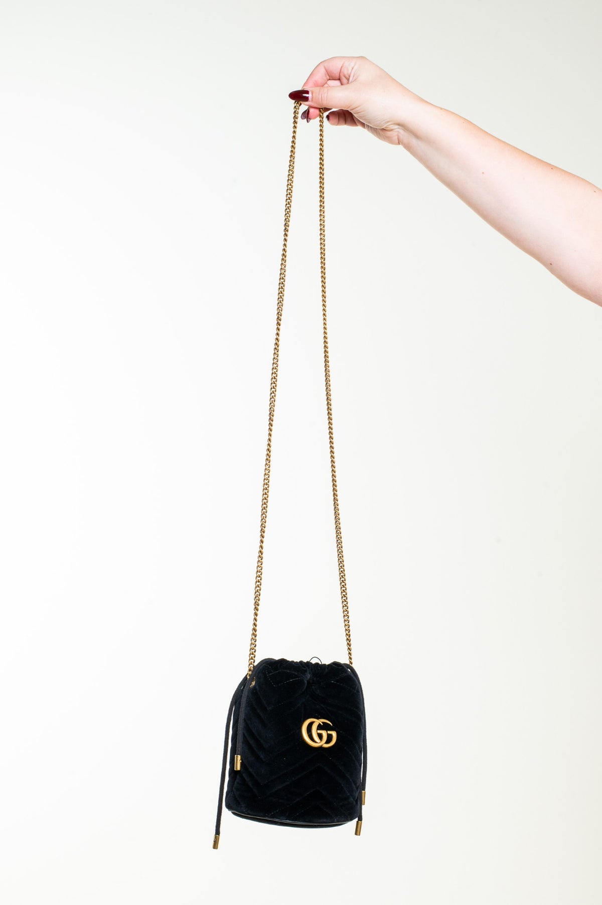 Black Velvet Marmont Bucket Bag
