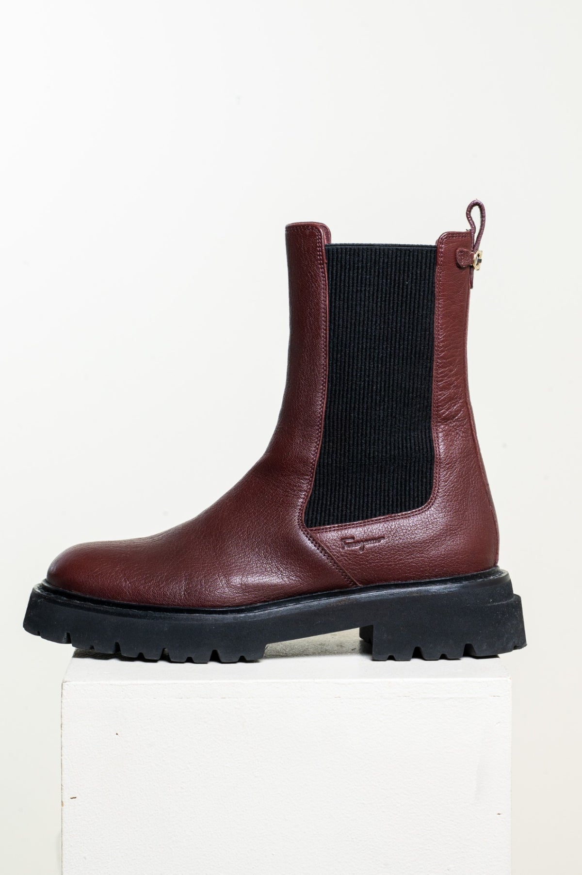 Burgundy Double Gancini Chelsea Boots