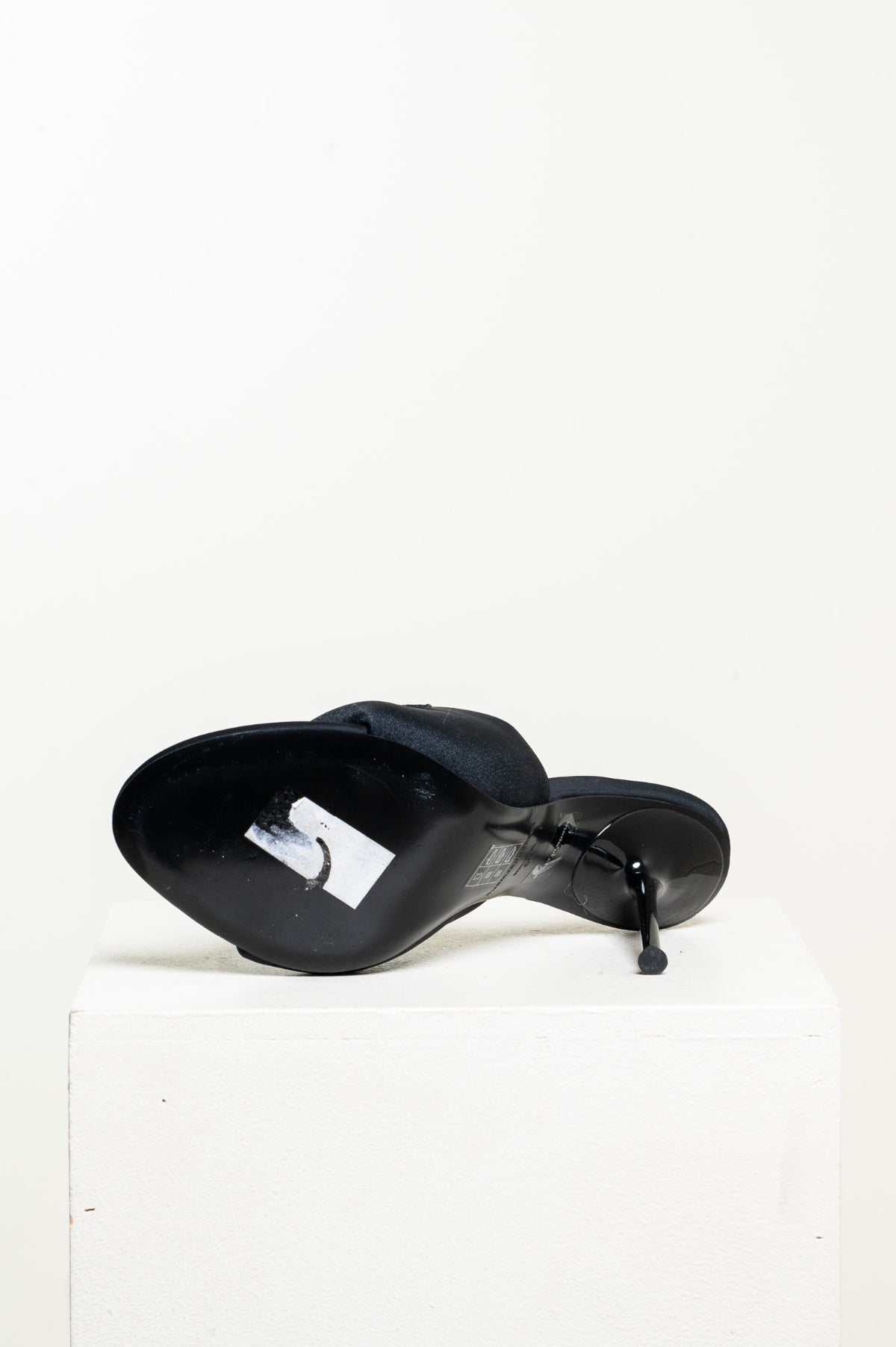 Black Cloth High Heel Mule