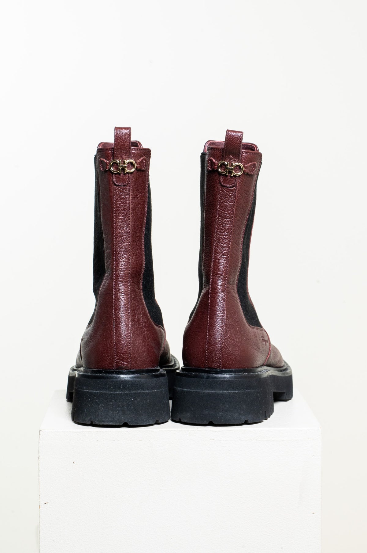 Burgundy Double Gancini Chelsea Boots
