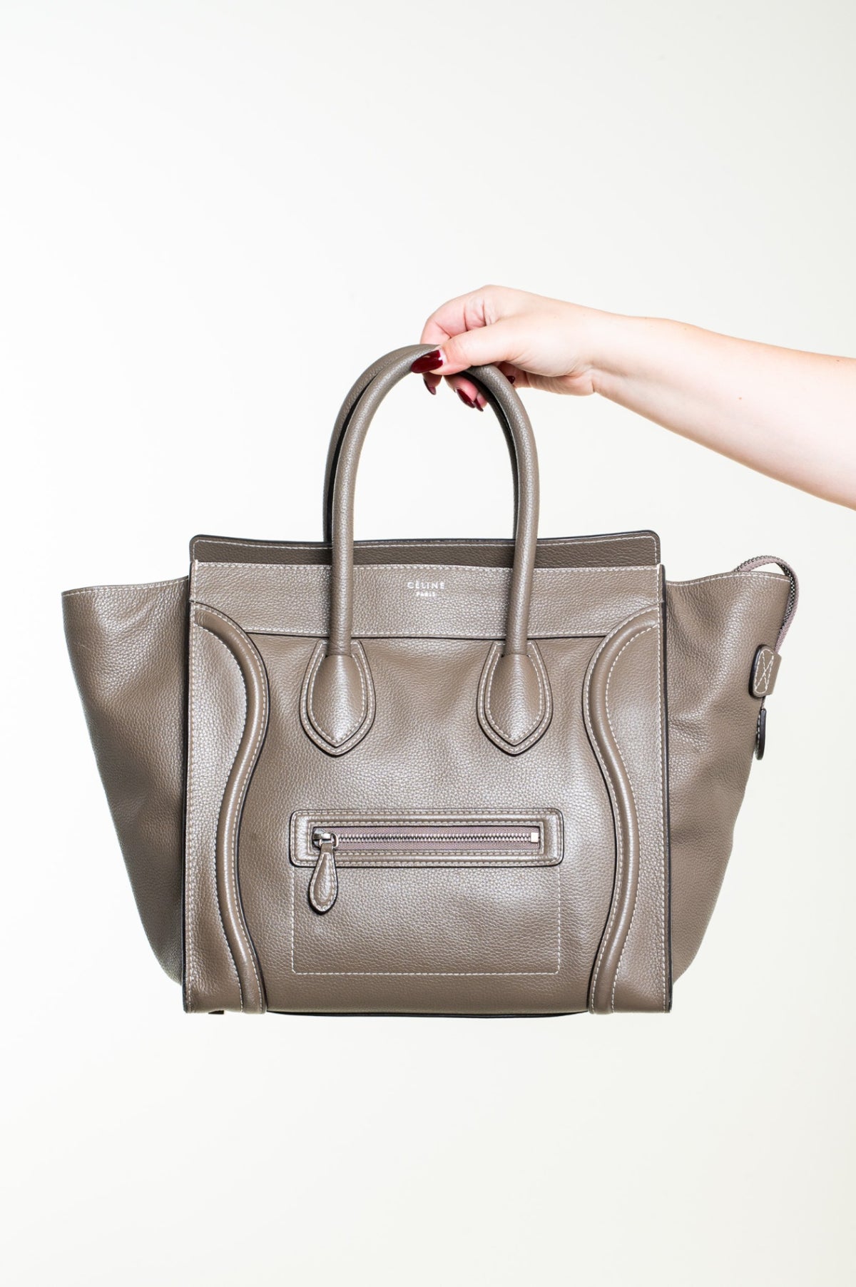 Taupe Mini Luggage Tote Bag