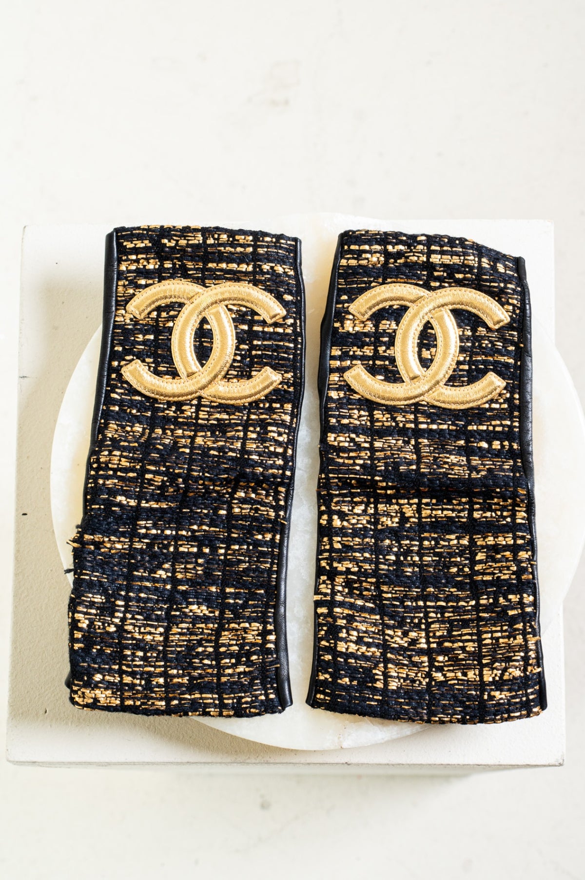 Black and Gold Fingerless Gloves