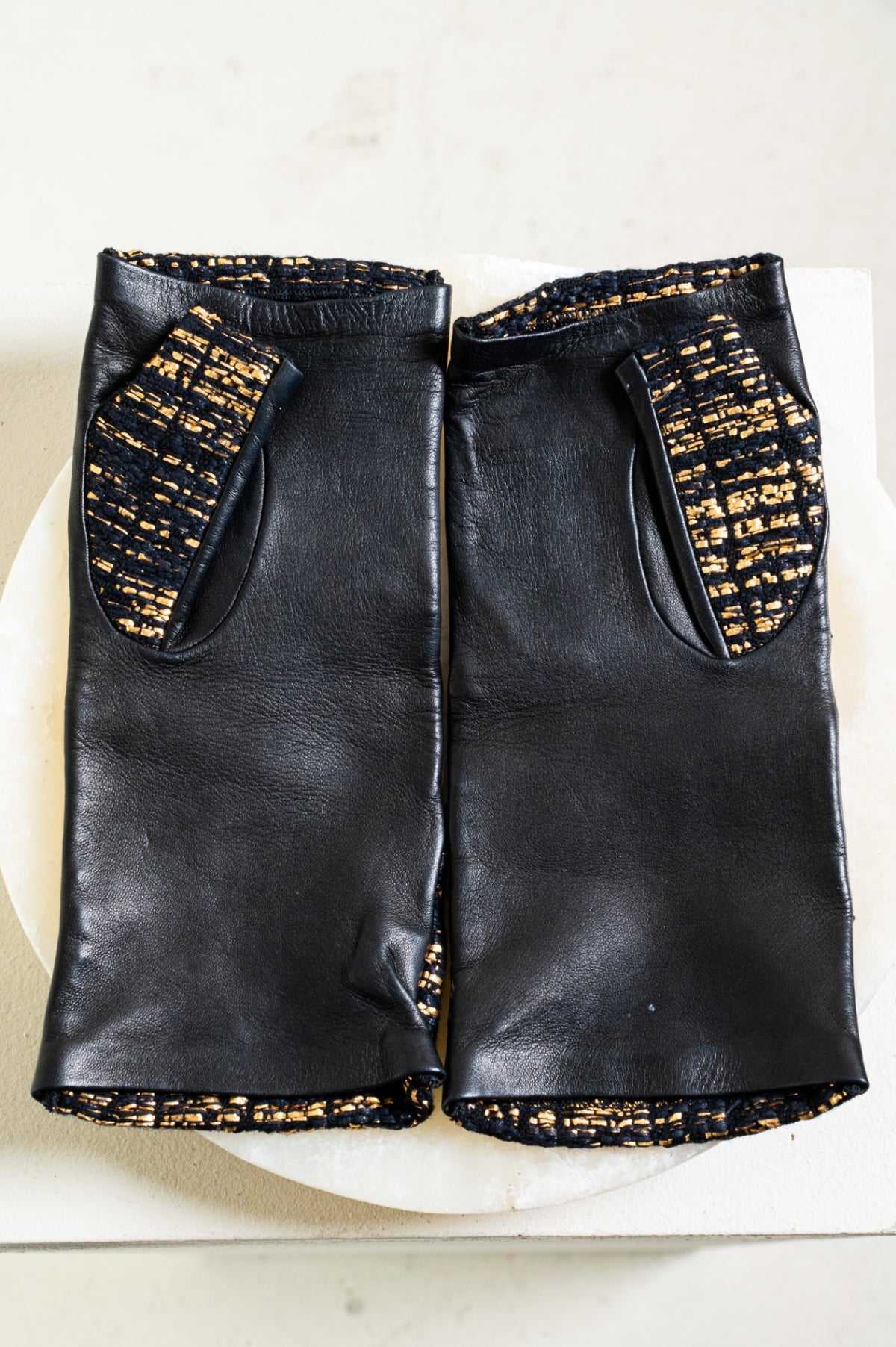 Black and Gold Fingerless Gloves