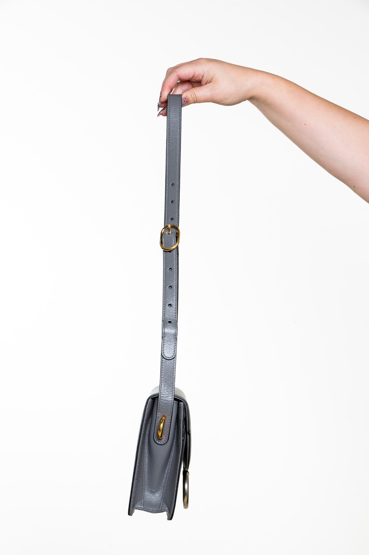 Grey GG Ring Leather Shoulder Bag