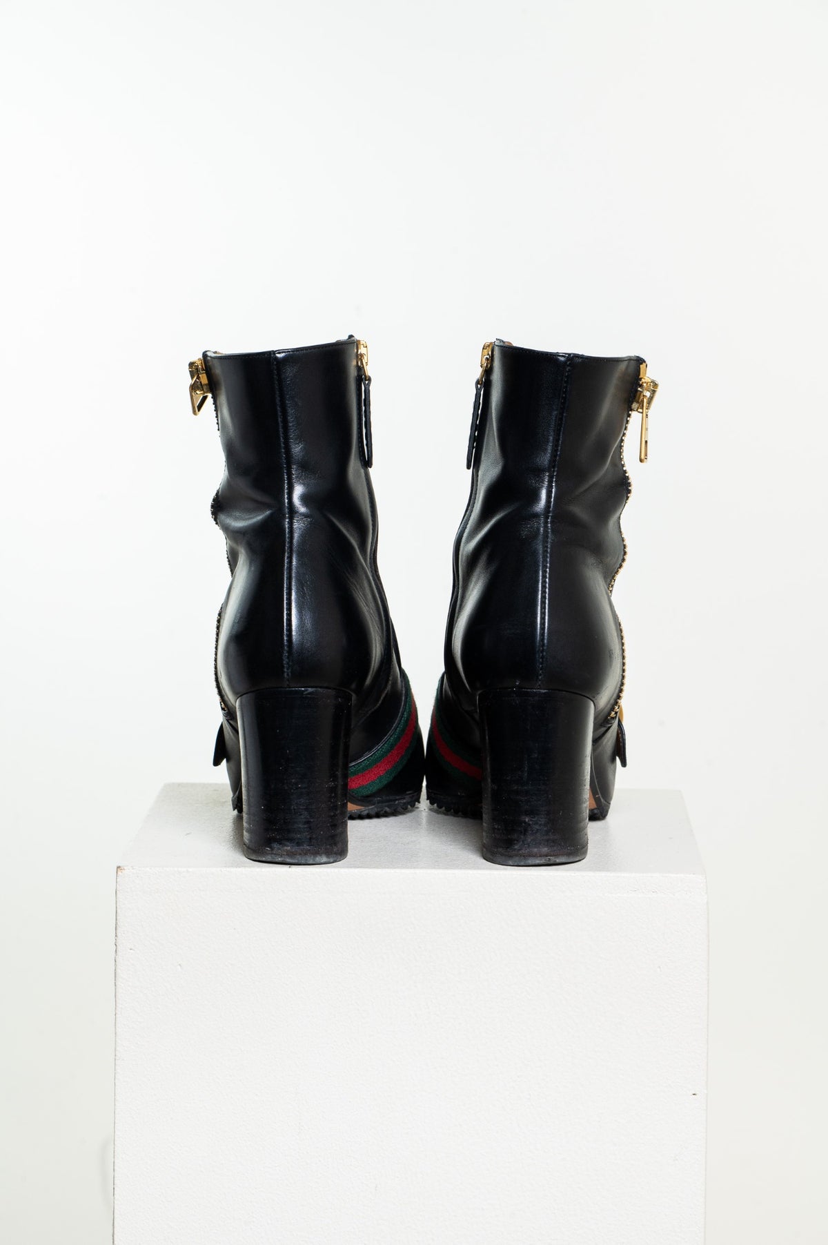 Black GG Marmont Black Leather Ankle Boots