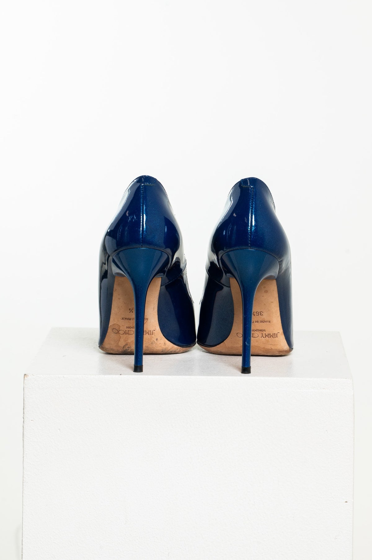 Blue Patent Leather Pointed Toe Pumps