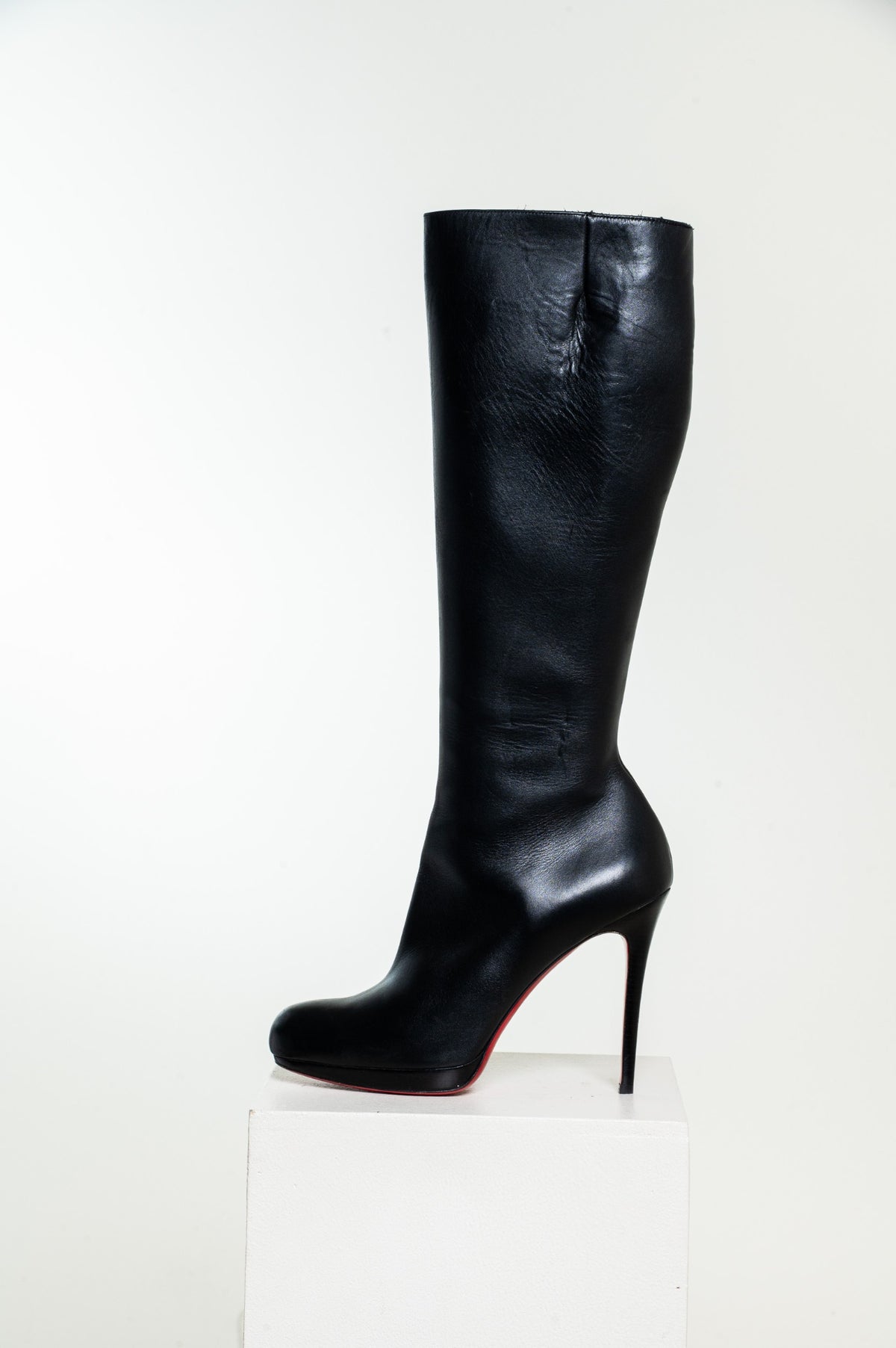 Black Leather Fifi Botta 125MM Knee-High Boots