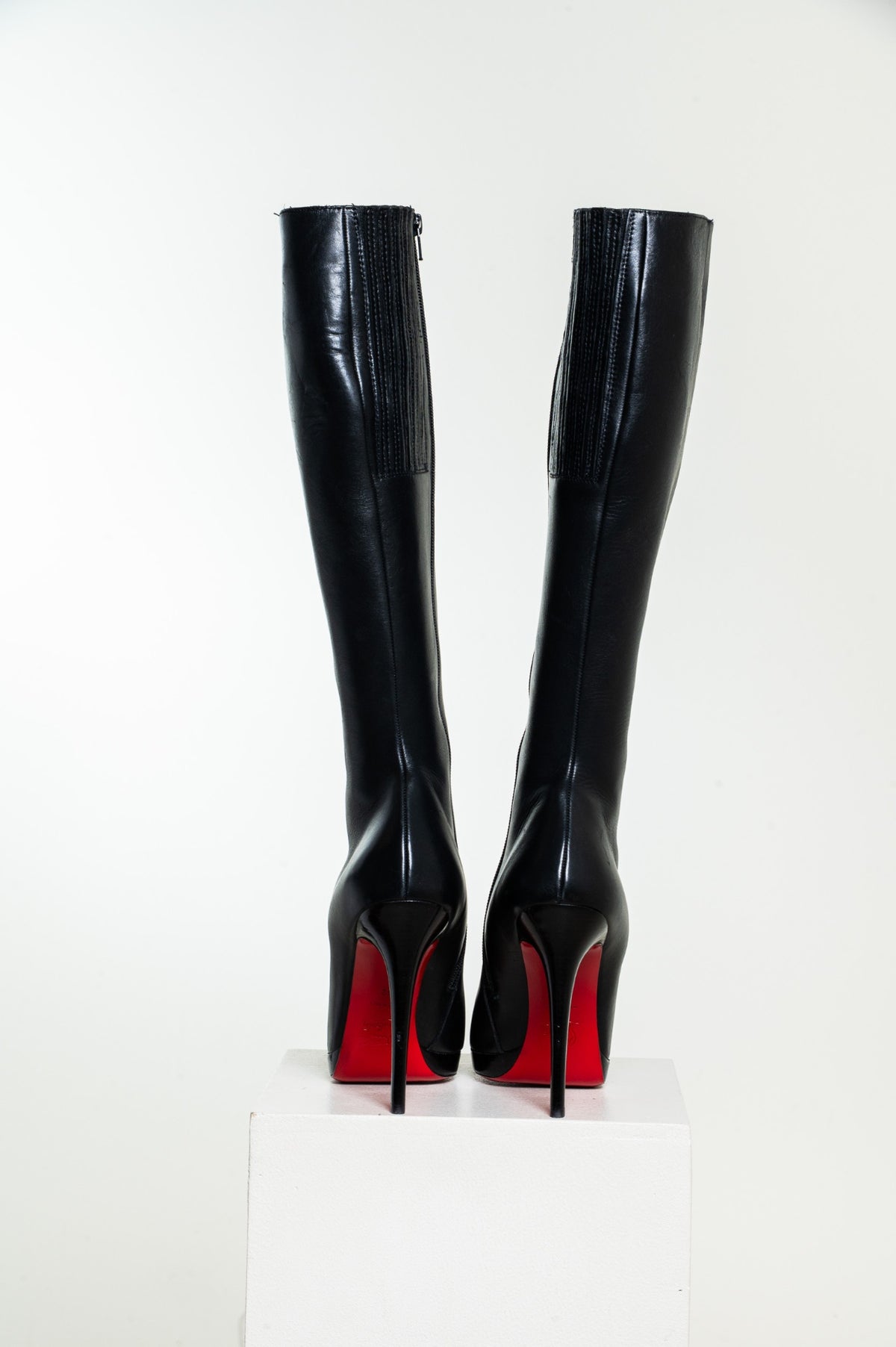 Black Leather Fifi Botta 125MM Knee-High Boots