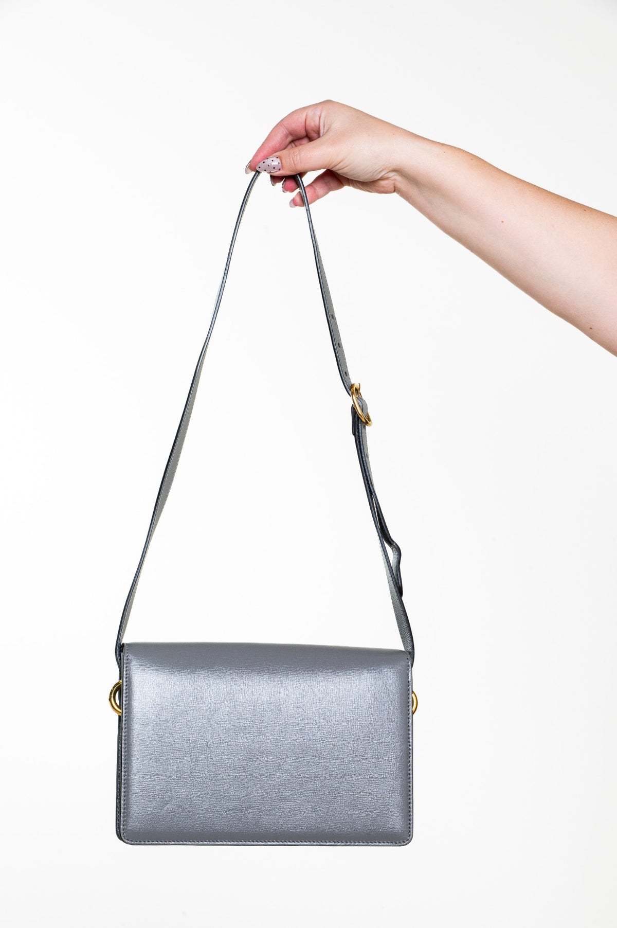 Grey GG Ring Leather Shoulder Bag